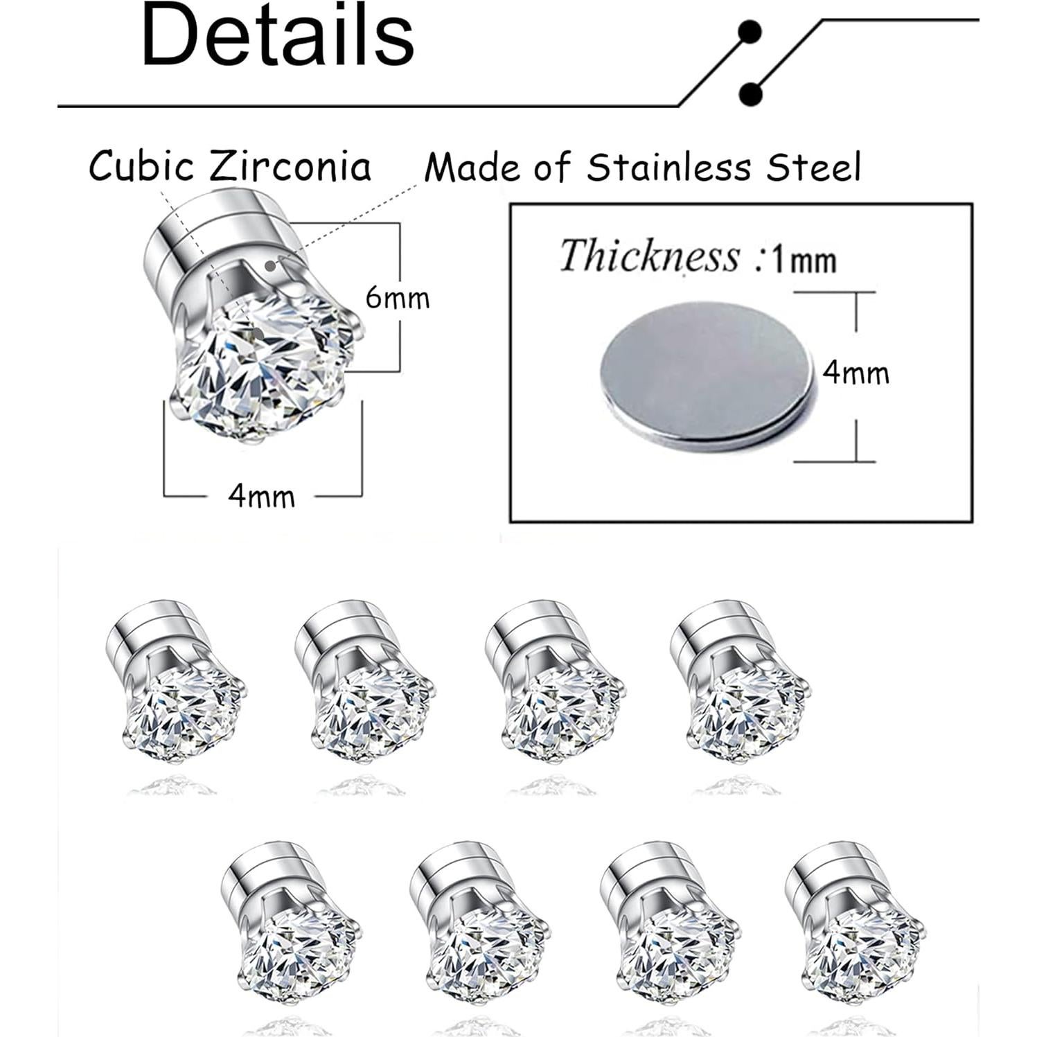 Juego de 14 Pares Pendientes Magnéticos Ofeiyaa 4MM 6MM