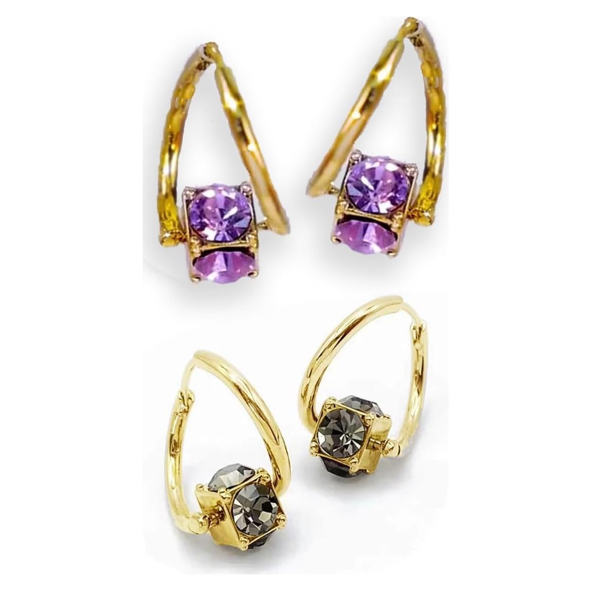 Pendientes Lymphvity para Mujeres Sunglnl - Oro, Circonita, 2 Pcs