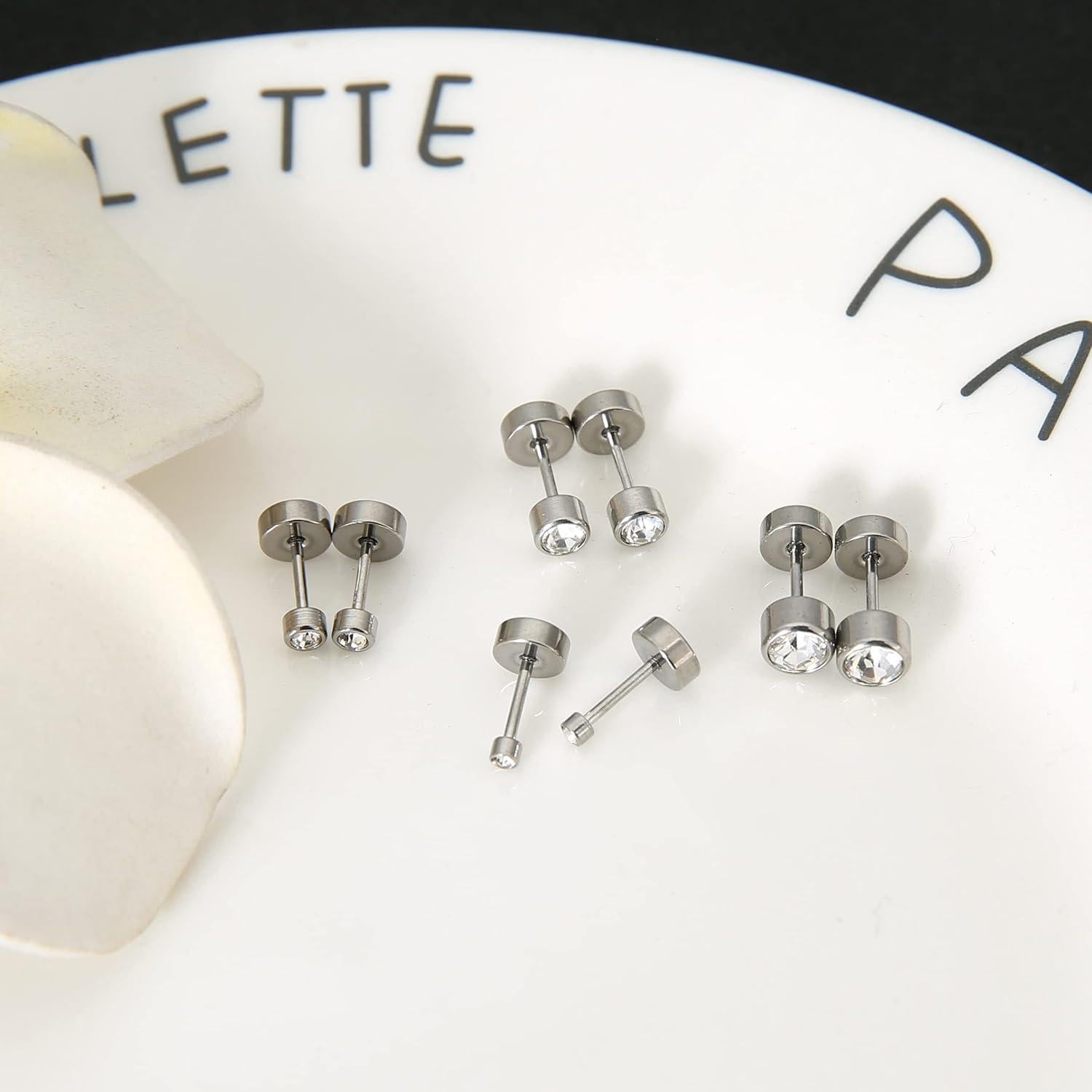 Pendientes de Titanio Hipoalergénicos MJust 20G con Circonio