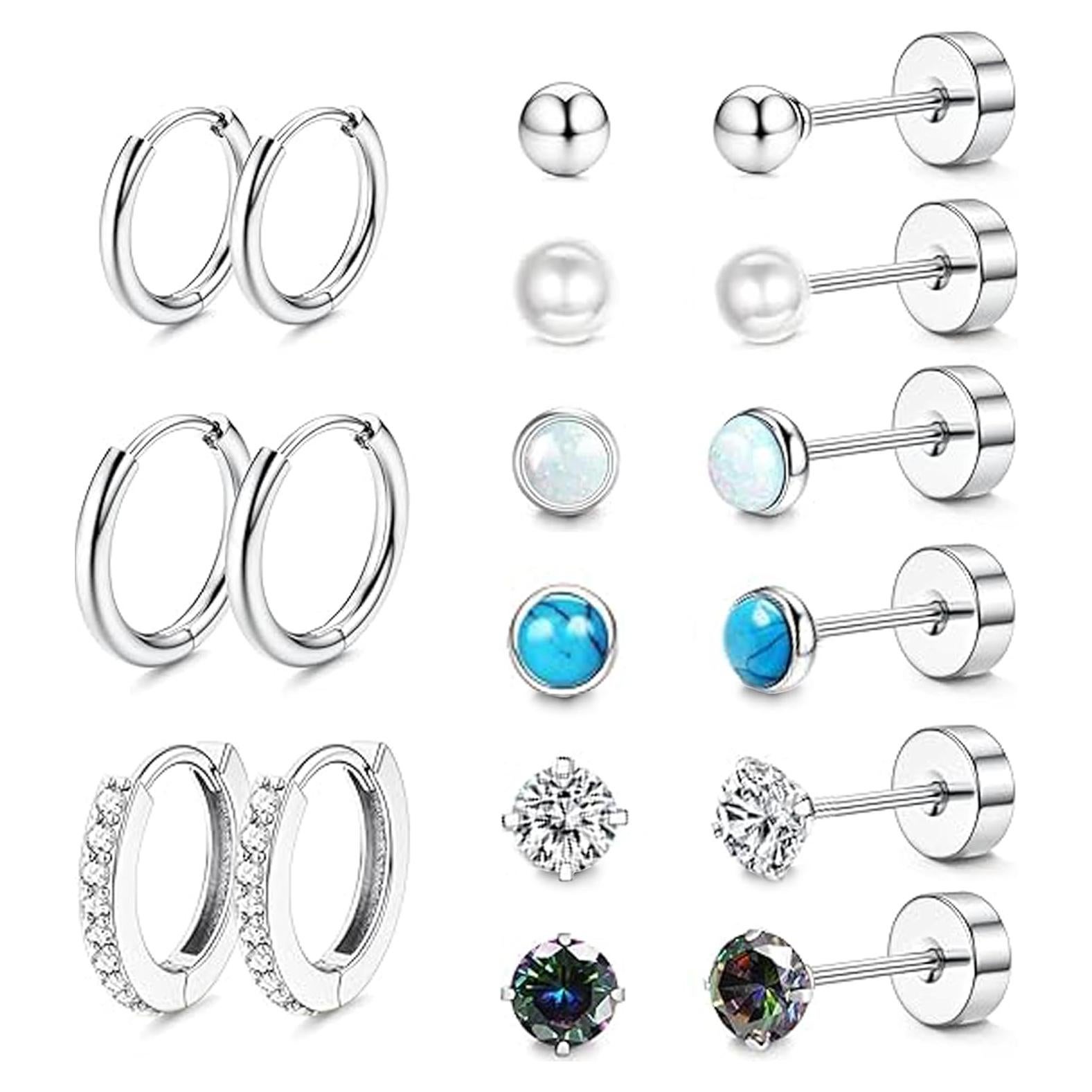 Conjunto de Pendientes de Titanio Hipoalergénicos 9 Pares