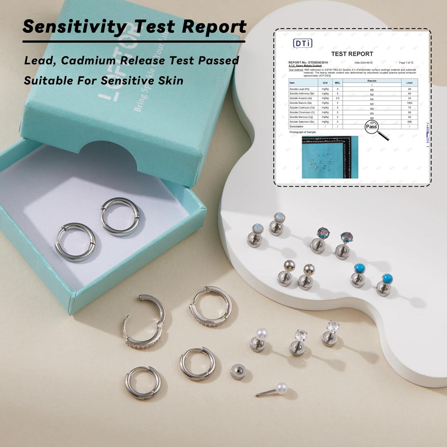 Conjunto de Pendientes de Titanio Hipoalergénicos 9 Pares