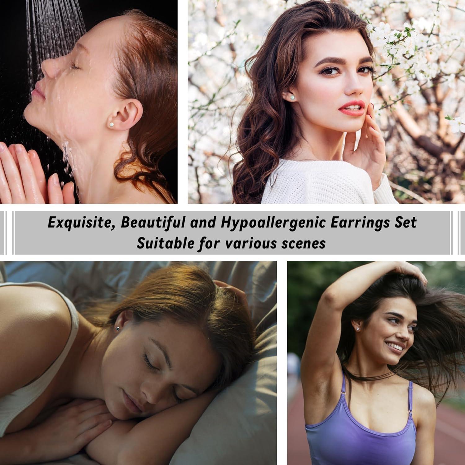 Conjunto de Pendientes de Titanio Hipoalergénicos 9 Pares