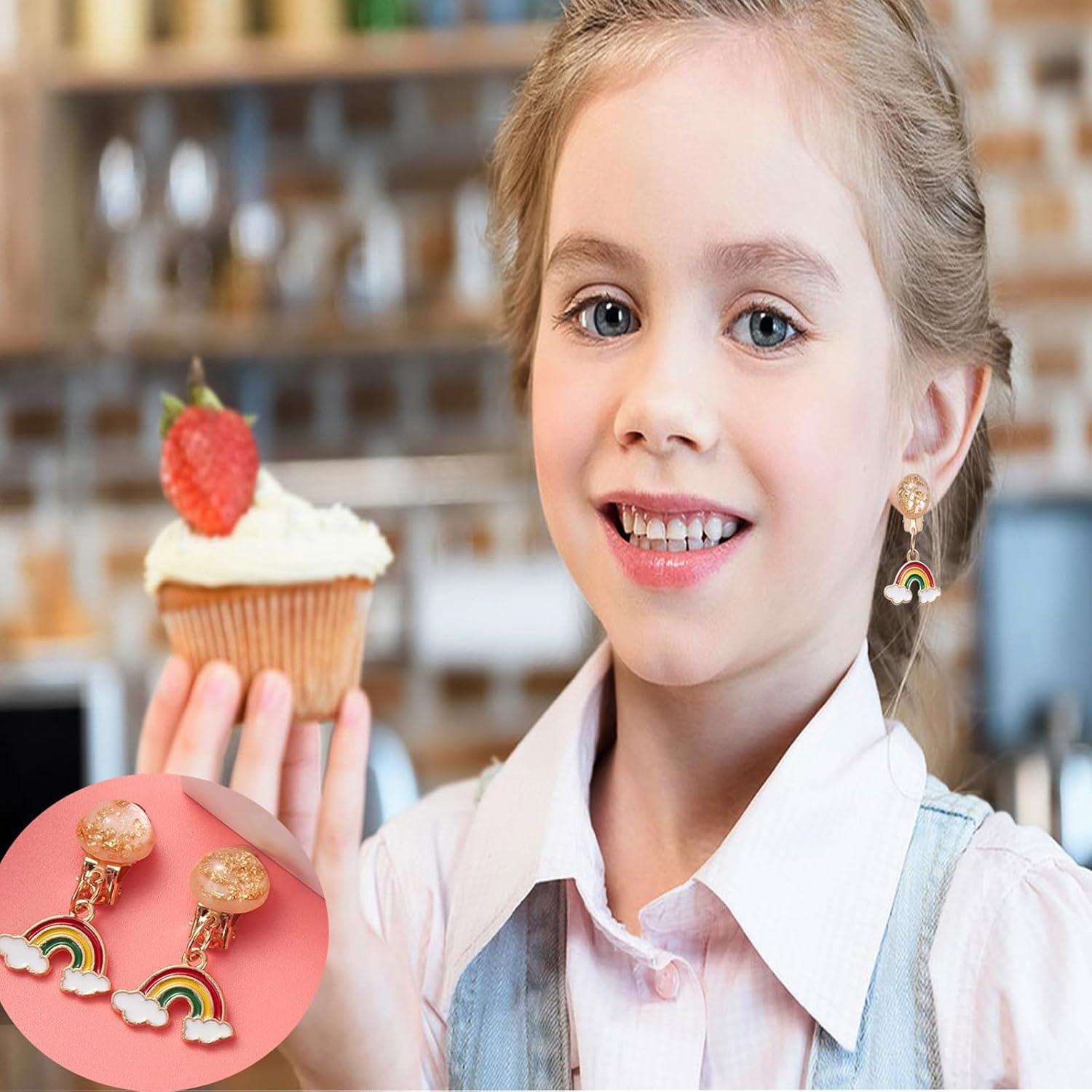 Set de 12 Pendientes de Clip para Niñas - Joyería Colorida