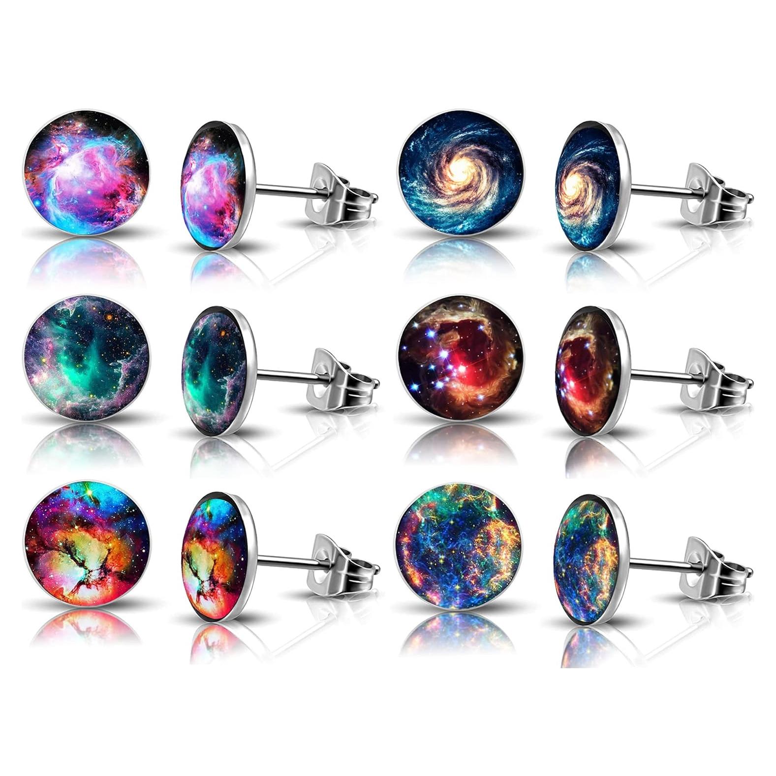 Set de 6 Pares Pendientes Hipoalergénicos SIISPRI Acero Inoxidable 10mm