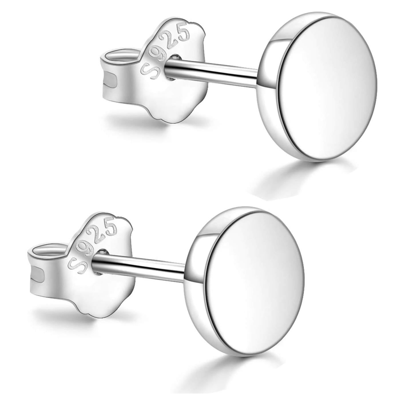 Pendientes de Stud de Plata Esterlina 6mm Chapados en Oro Blanco