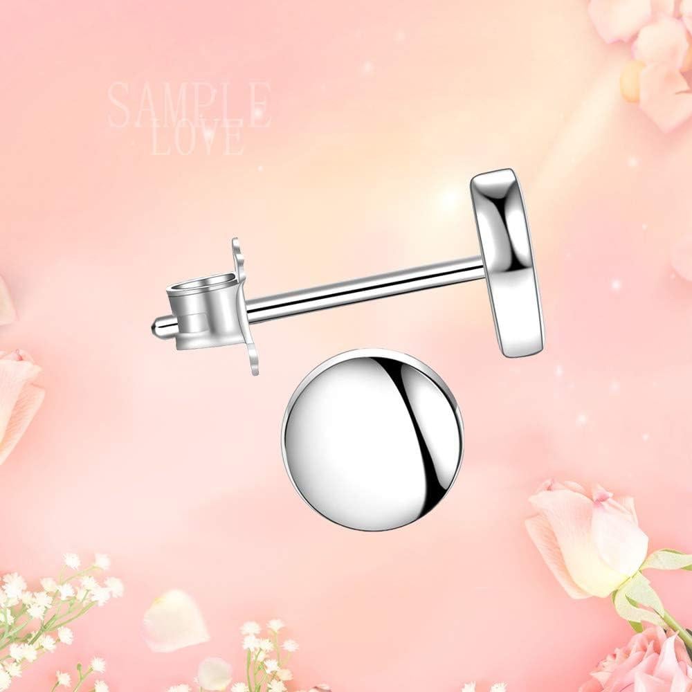 Pendientes de Stud de Plata Esterlina 6mm Chapados en Oro Blanco