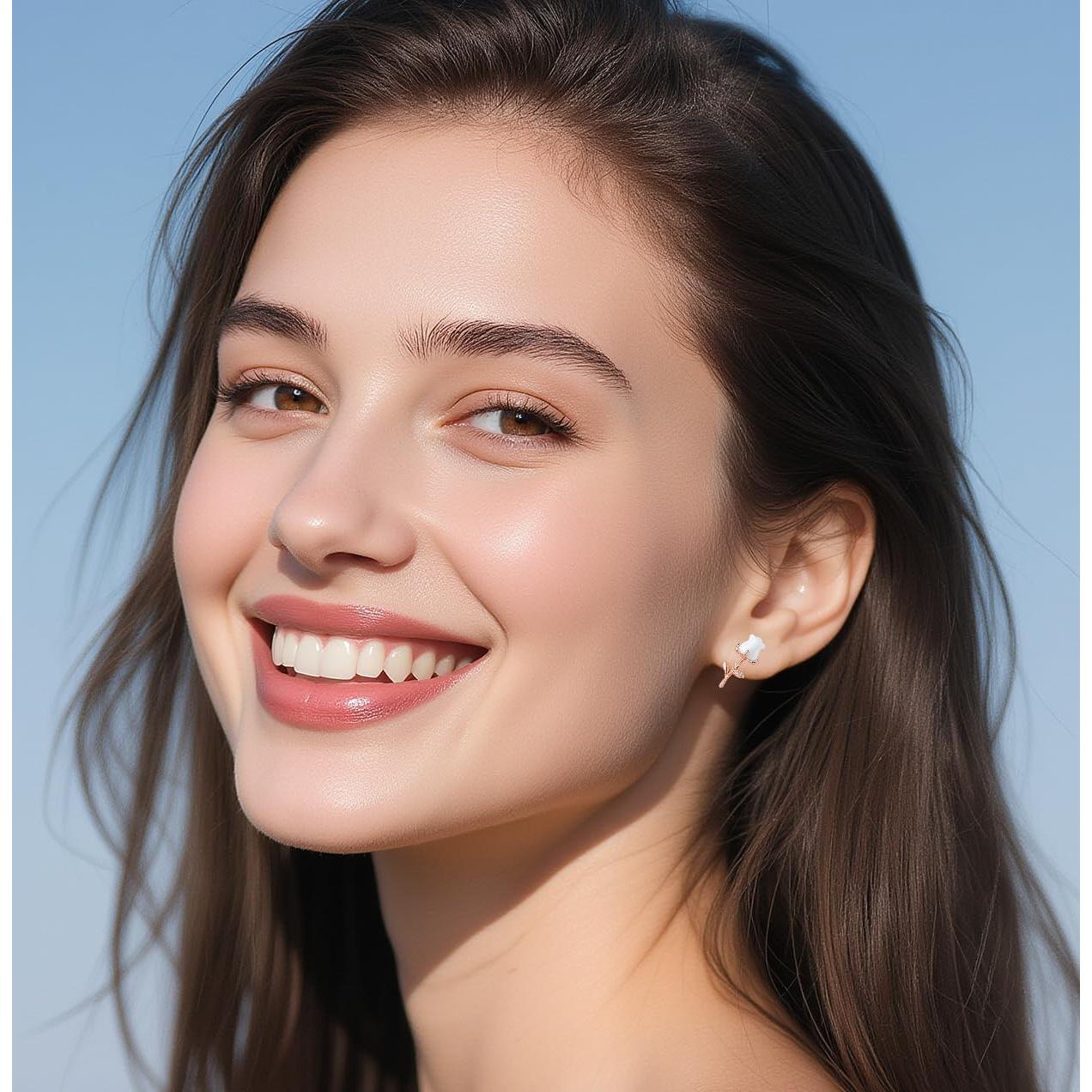 Pendientes de Stud de Flor de Rosa Reffeer en Plata Esterlina 925