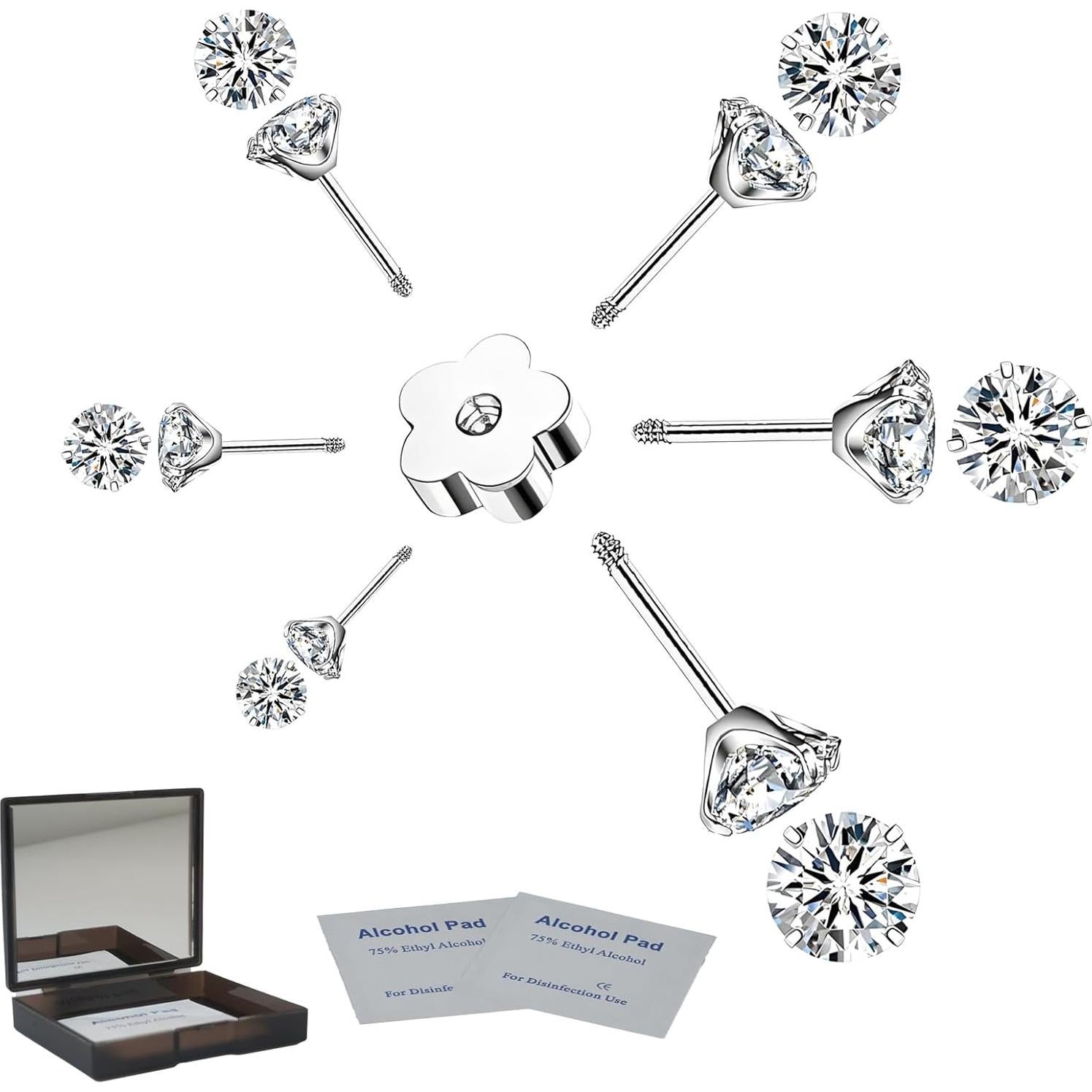 Pendientes de Garra Hipoalergénicos Supsiah - 6 Pares 3-8mm