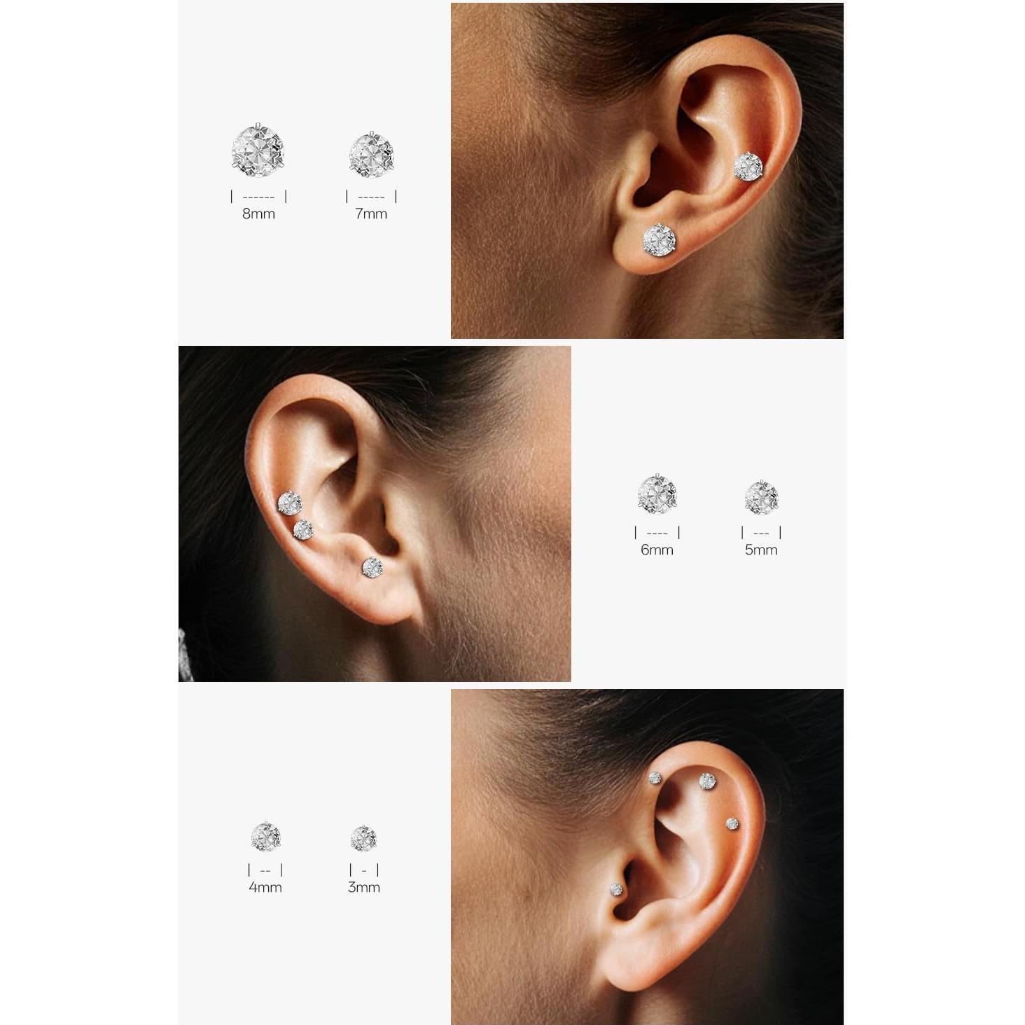 Pendientes de Garra Hipoalergénicos Supsiah - 6 Pares 3-8mm