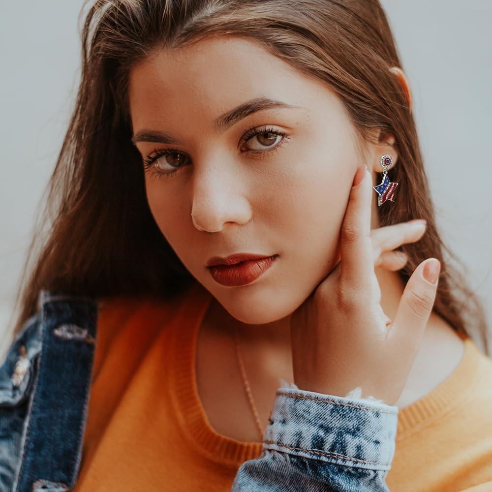 Pendientes Colgantes Patrióticos Madison Tyler - Estrella Americana