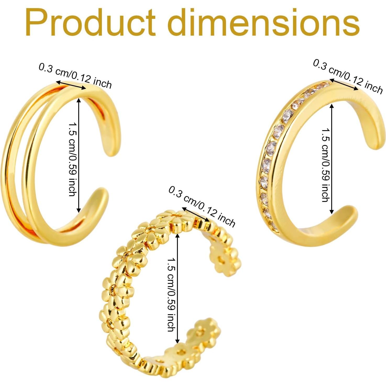 Conjunto de 3 Anillos Abiertos Ajustables para Dedos de los Pies Oro