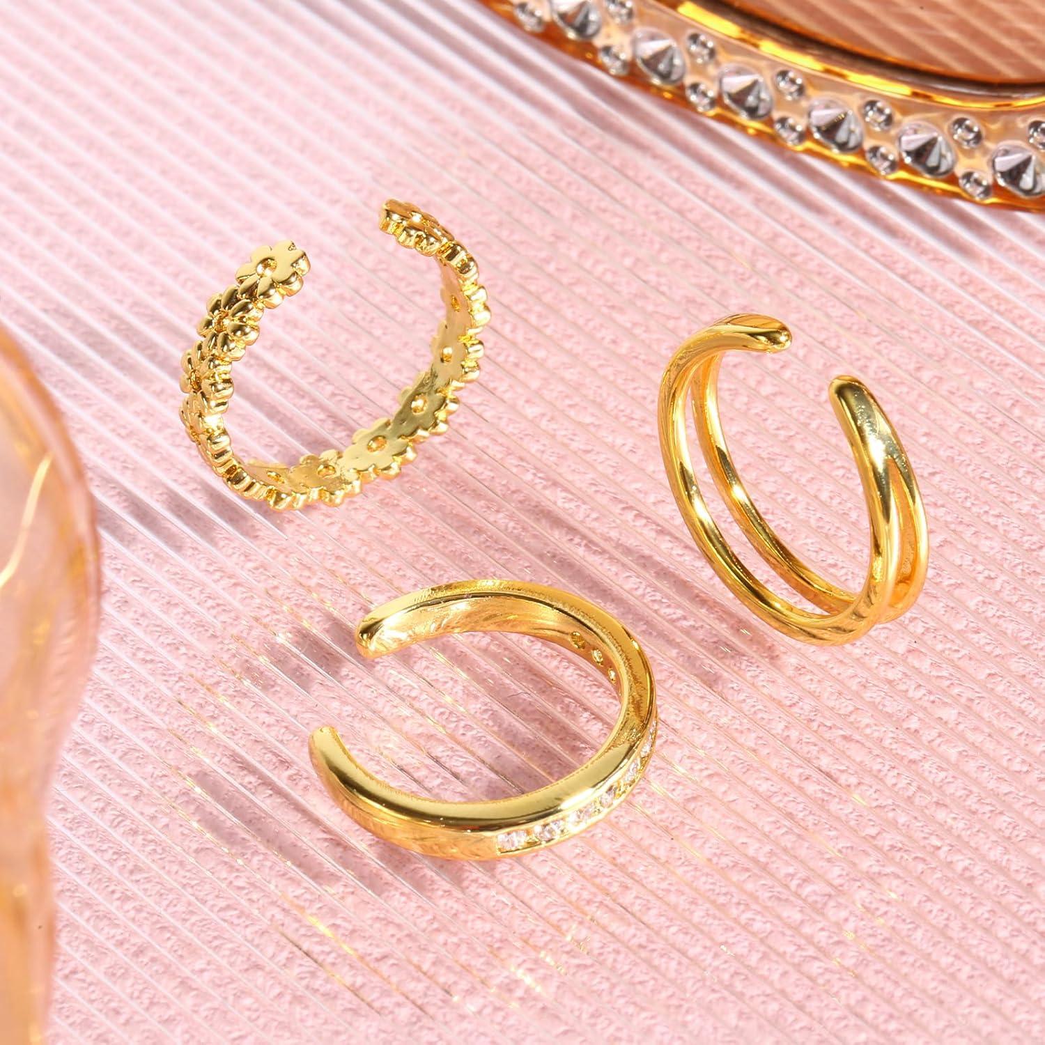 Conjunto de 3 Anillos Abiertos Ajustables para Dedos de los Pies Oro