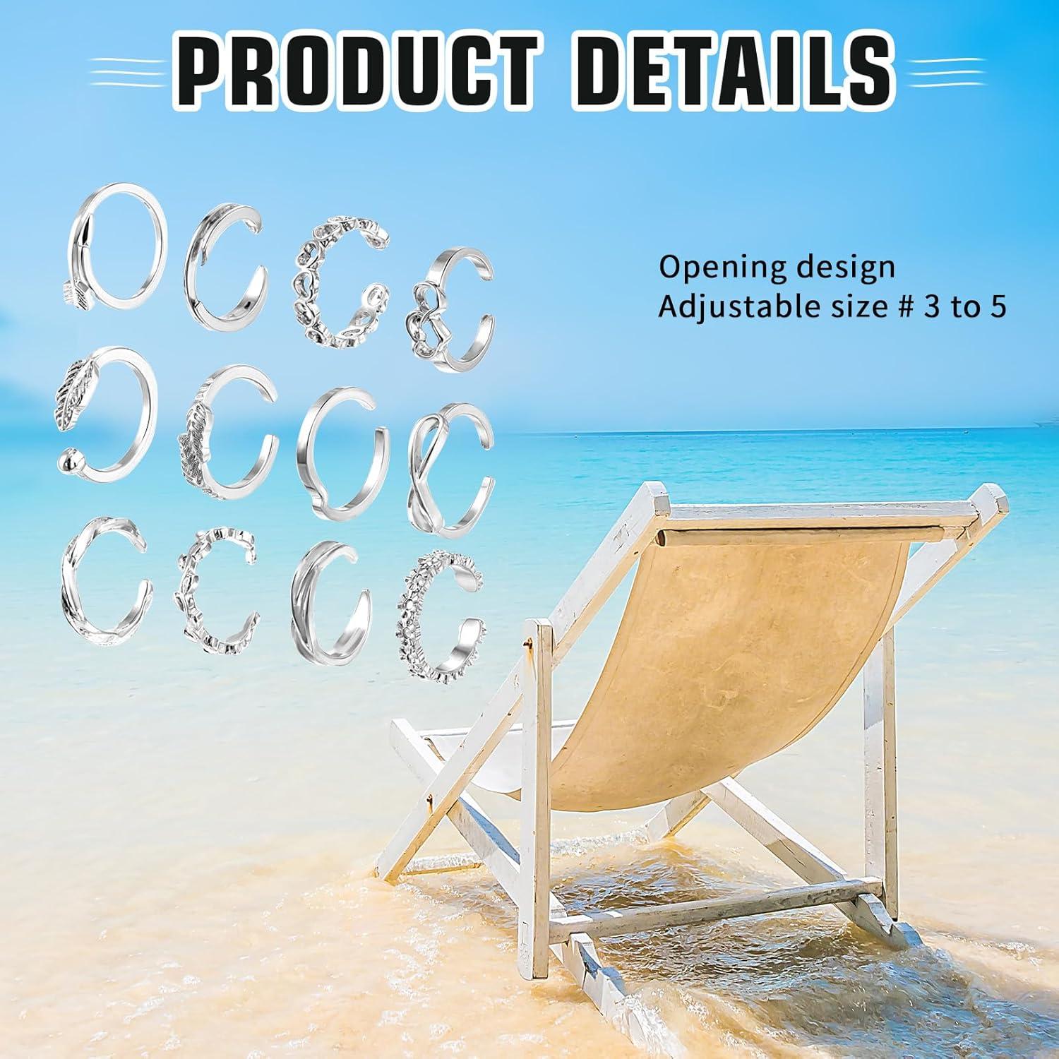 Conjunto 12 Anillos de Plata Ajustables Tyqour Vintage