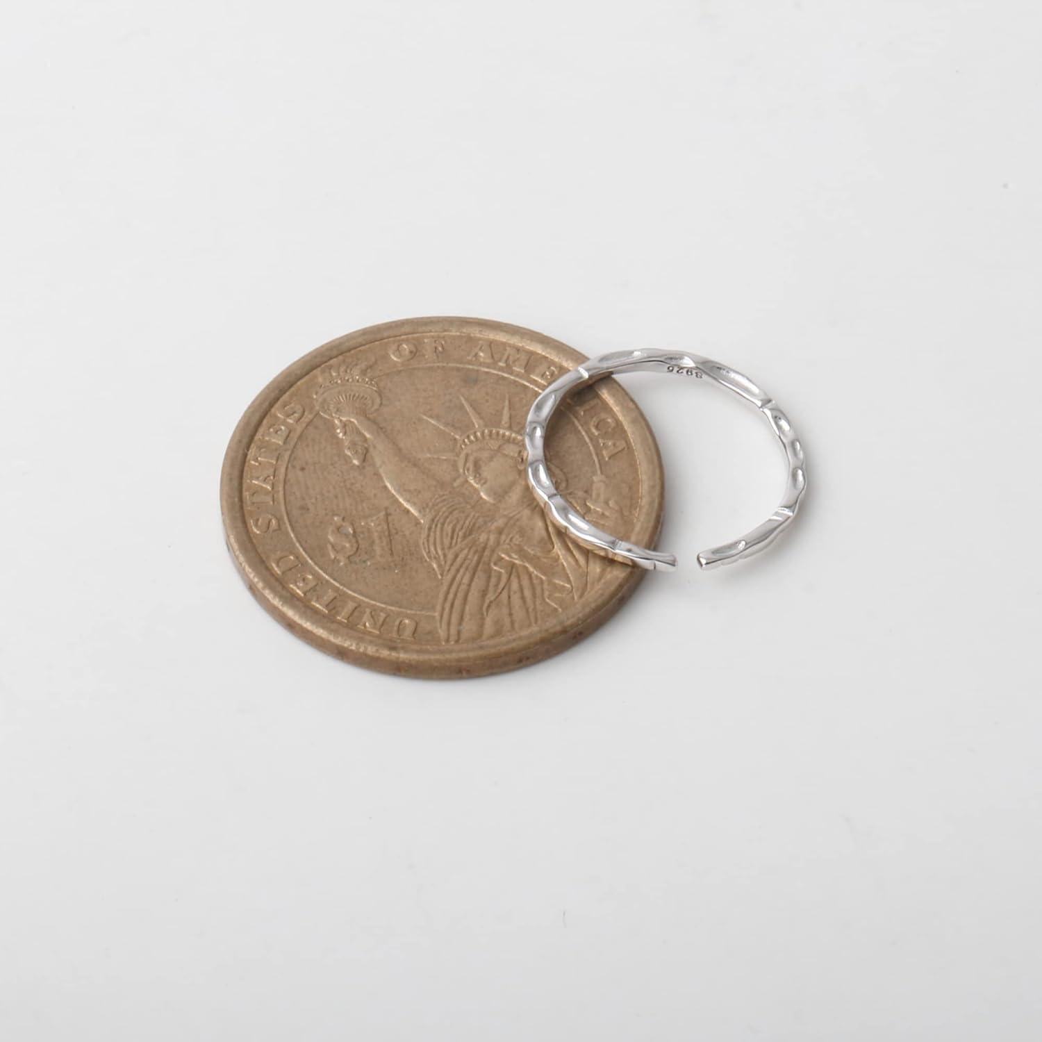 Anillo Abierto Ajustable de Plata Esterlina 925 Texturizado