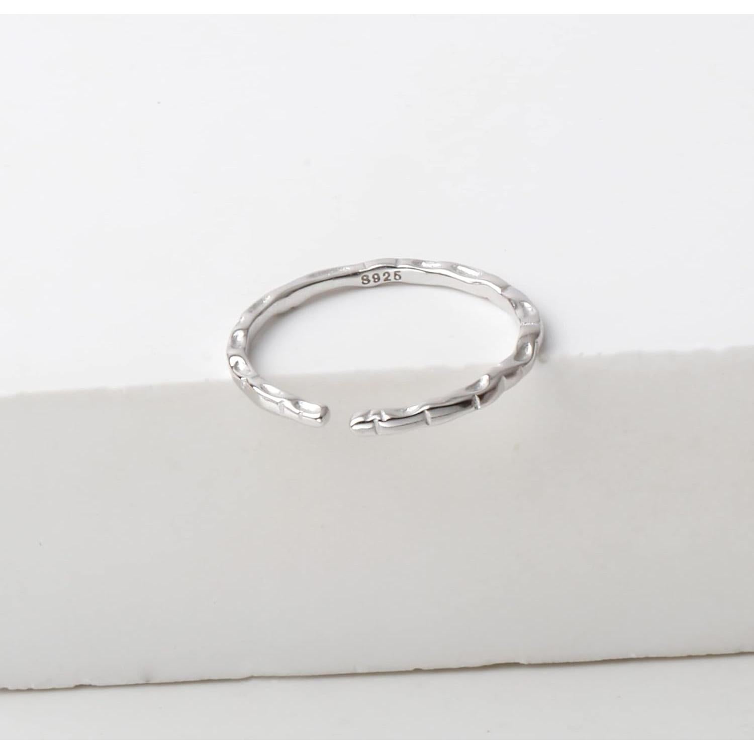 Anillo Abierto Ajustable de Plata Esterlina 925 Texturizado