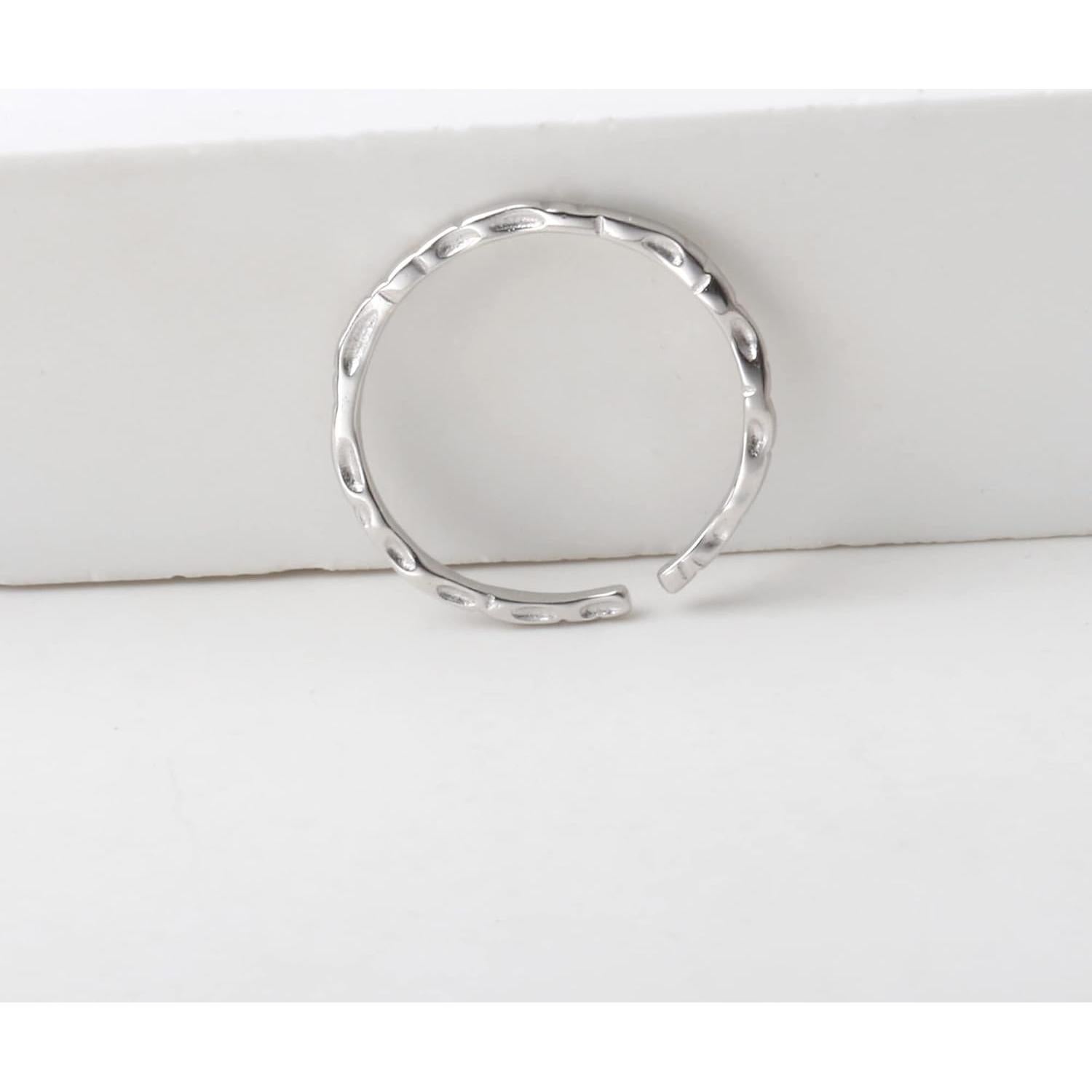 Anillo Abierto Ajustable de Plata Esterlina 925 Texturizado