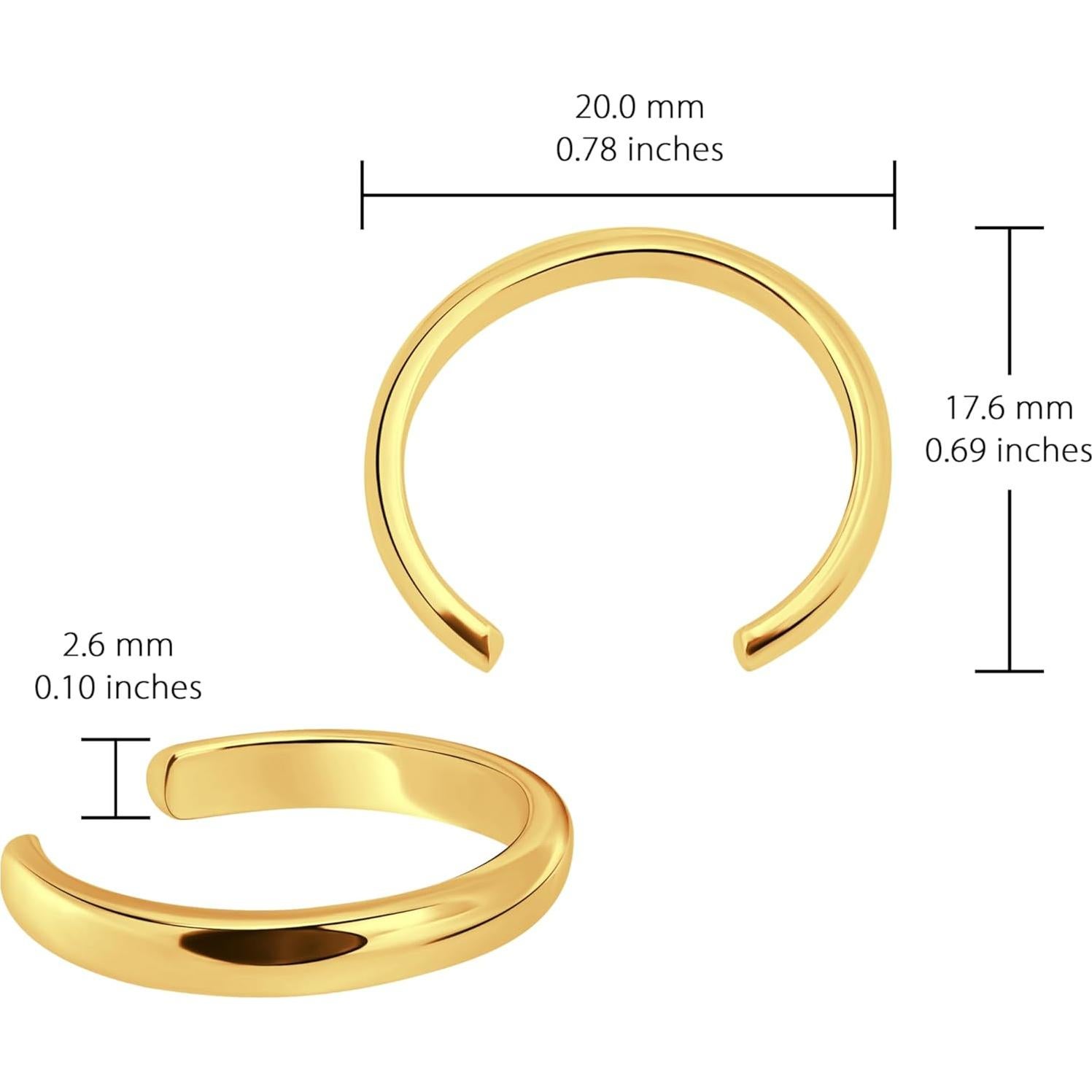 Anillo Abierto de Dedo Plata Esterlina 925 Aros y Bucles