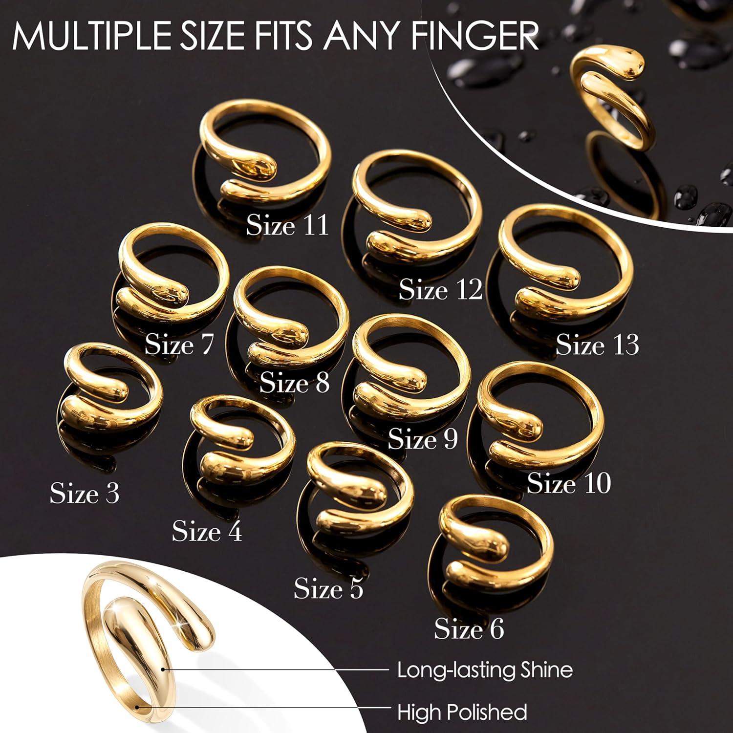 Anillo de Oro Hipoalergénico Ajustable para Mujeres Talla 3