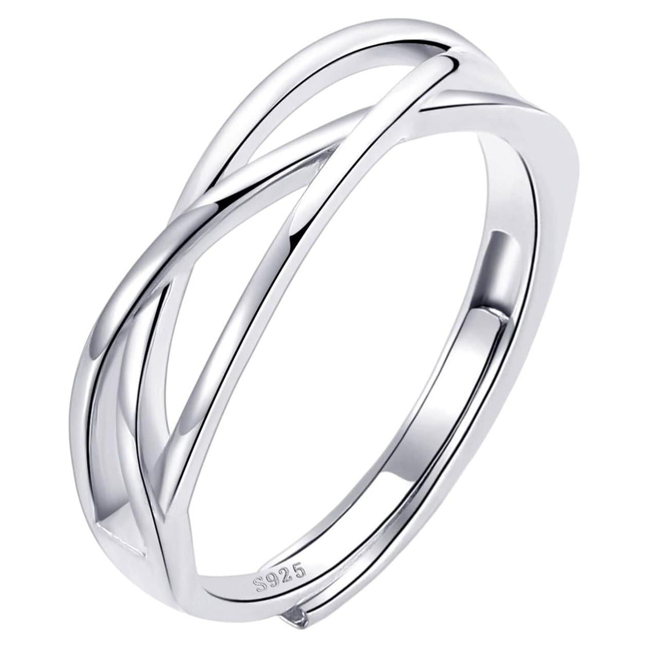 Anillo Ajustable de Plata Esterlina OOOPEL 925 con Circón