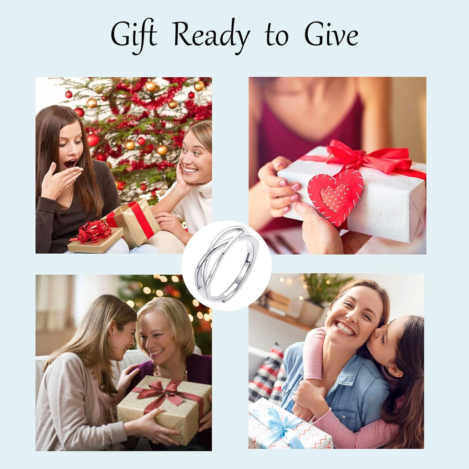 Anillo Ajustable de Plata Esterlina OOOPEL 925 con Circón