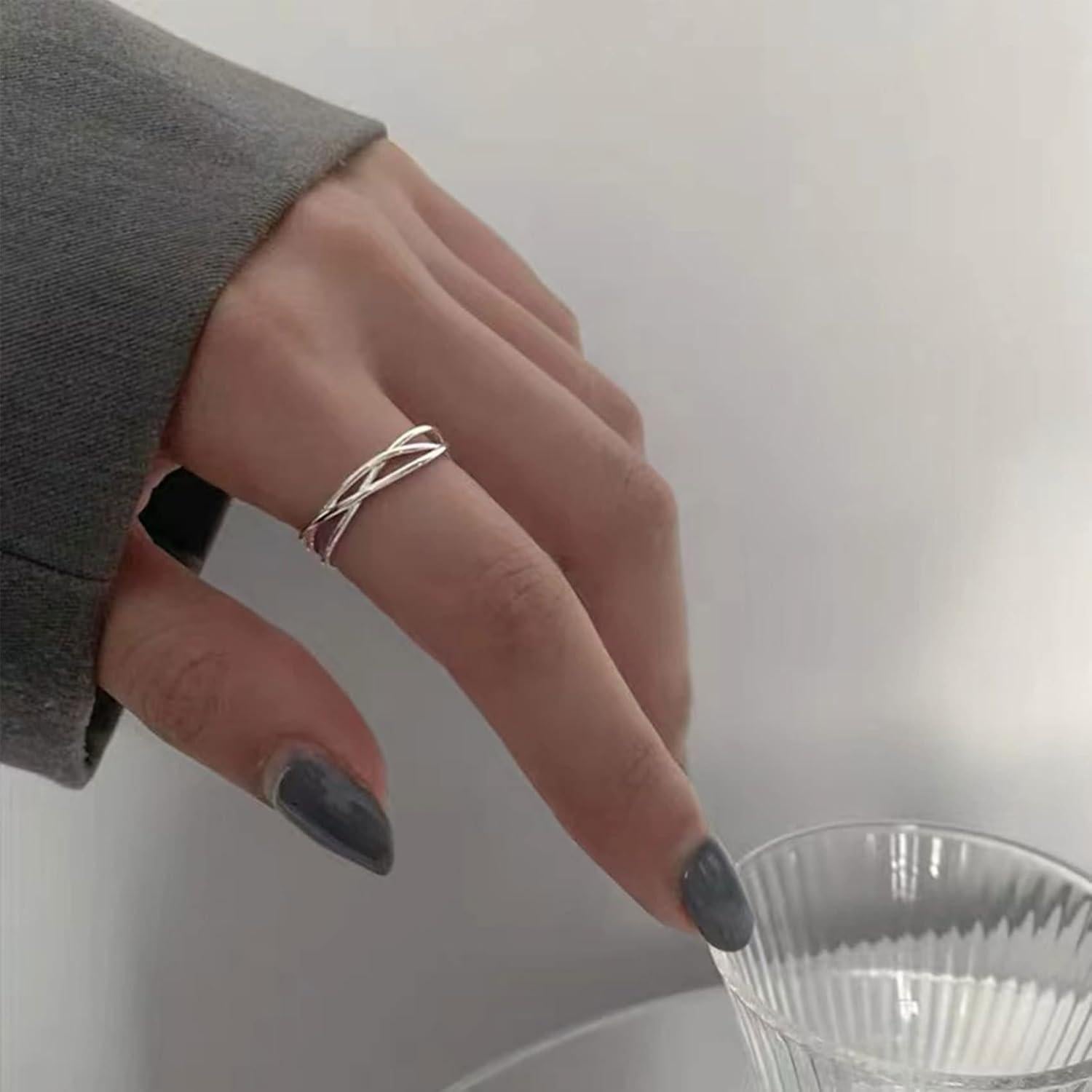 Anillo Ajustable de Plata Esterlina OOOPEL 925 con Circón