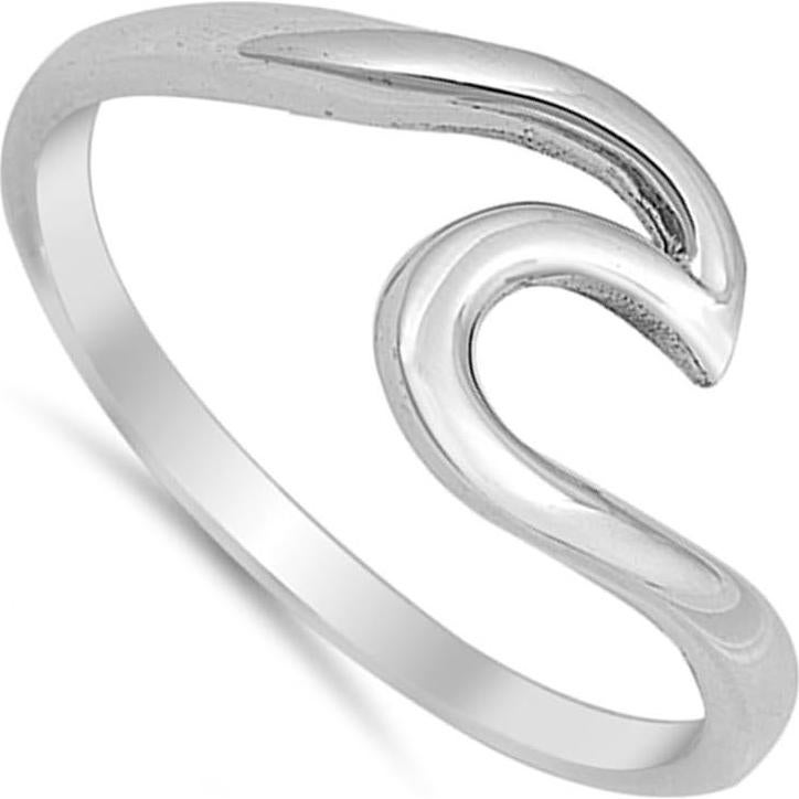 Anillo de Olas de Plata Esterlina 925 para Mujeres - Tamaño 7