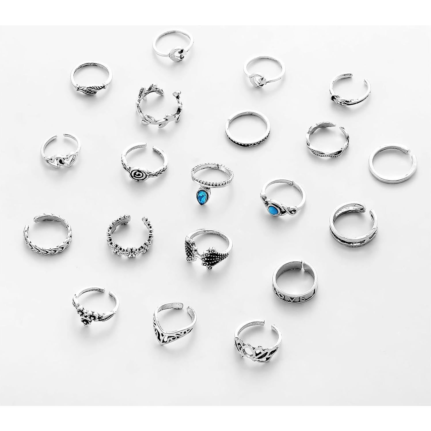 Juego de Anillos de Dedo Ajustables LKingel Turquesa Oceánica