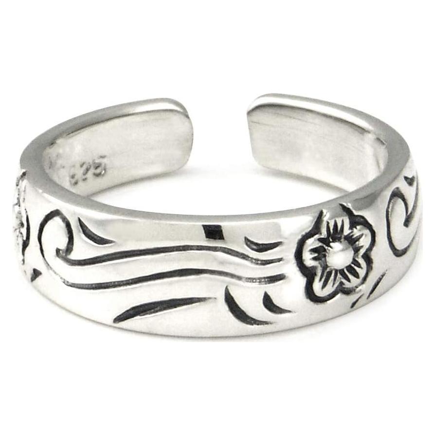 Anillo ajustable de plata esterlina 925 con flor hawaiana