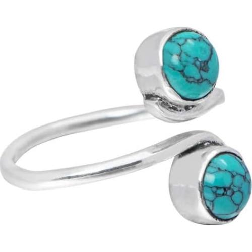 Anillo Ajustable de Plata con Turquesa Natural para Mujeres