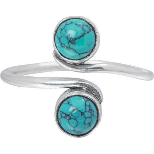 Anillo Ajustable de Plata con Turquesa Natural para Mujeres