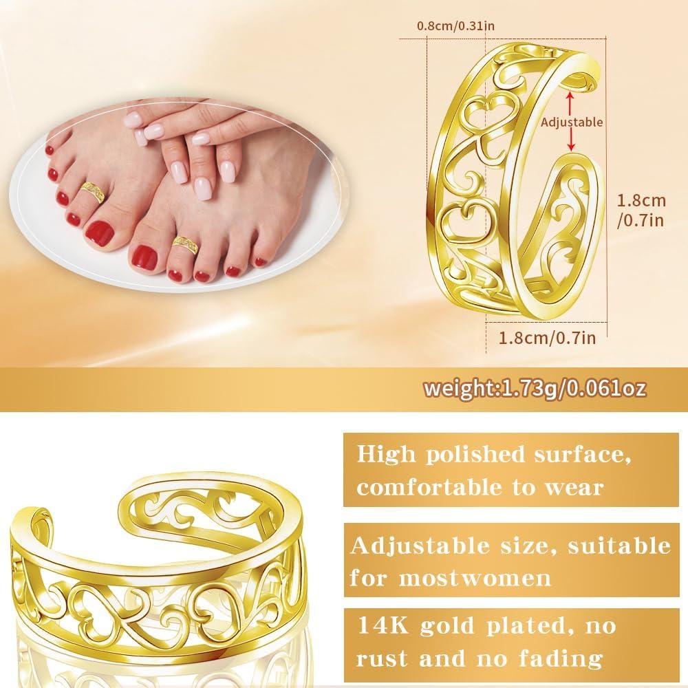 Anillo de Dedo del Pie de Oro 14K Ajustable para Mujeres