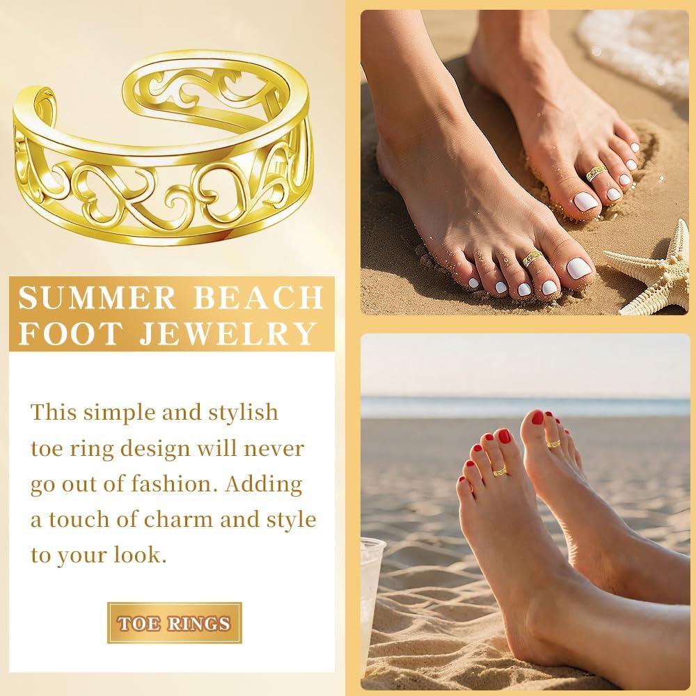 Anillo de Dedo del Pie de Oro 14K Ajustable para Mujeres