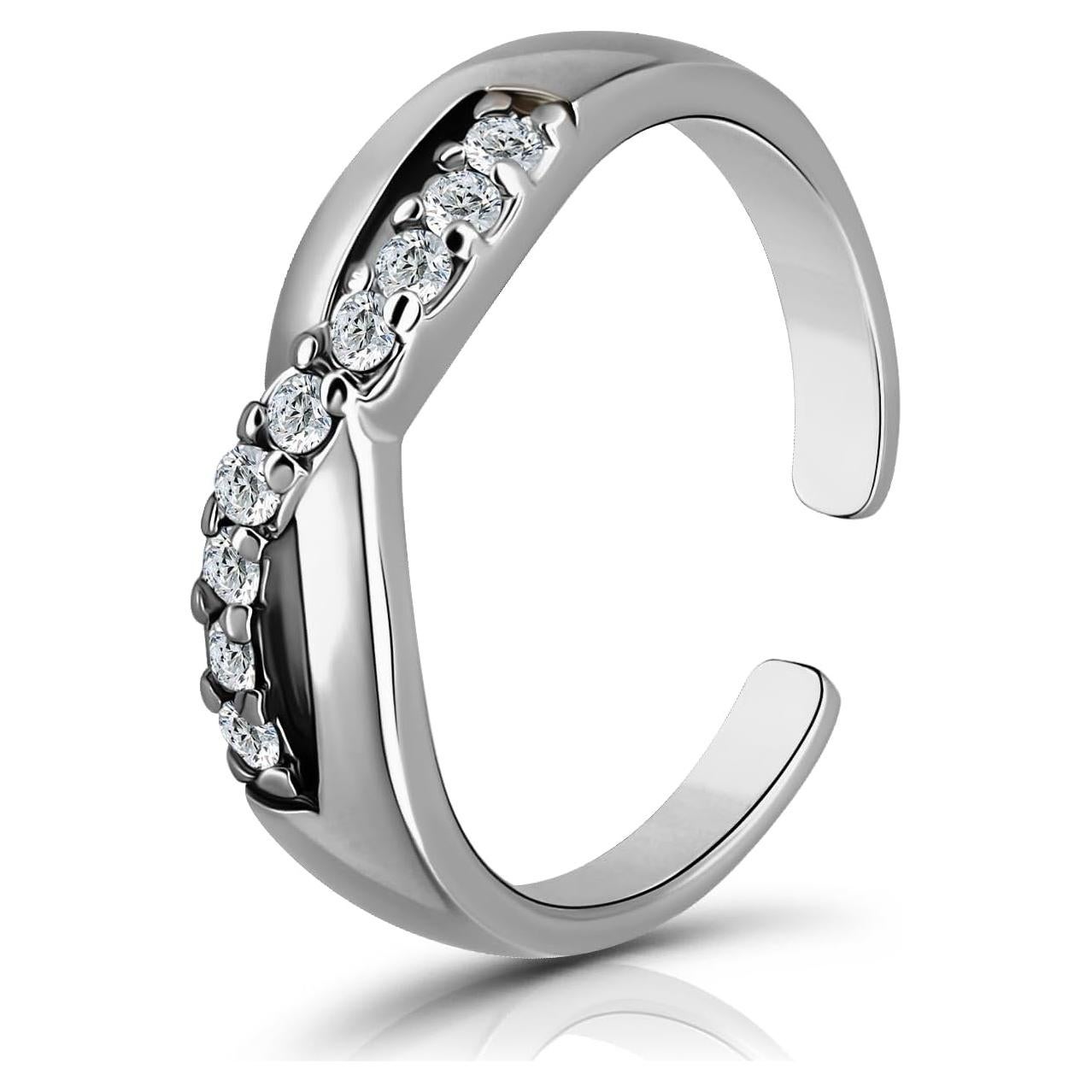 Anillo Abierto de Dedo Plata de Ley 925 Infinito con Zirconia