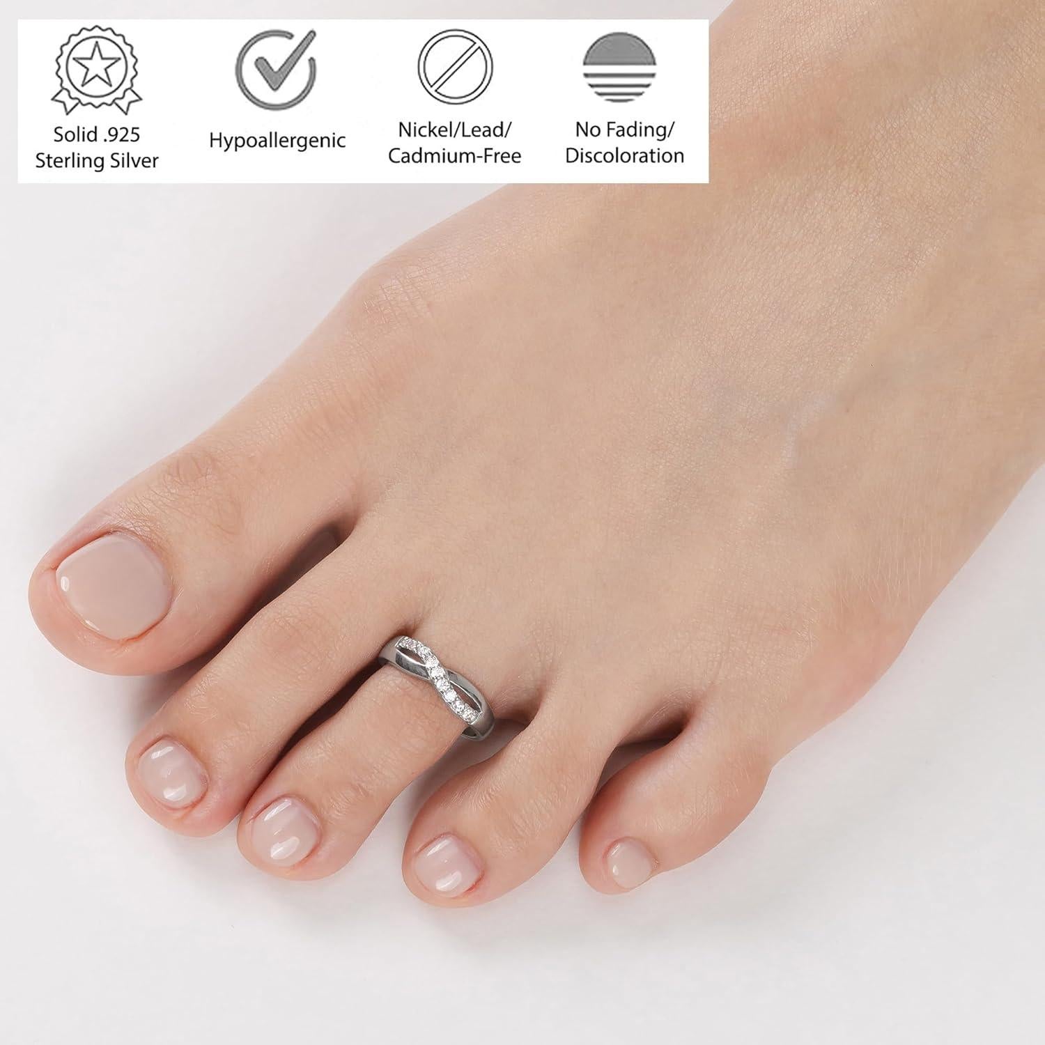 Anillo Abierto de Dedo Plata de Ley 925 Infinito con Zirconia