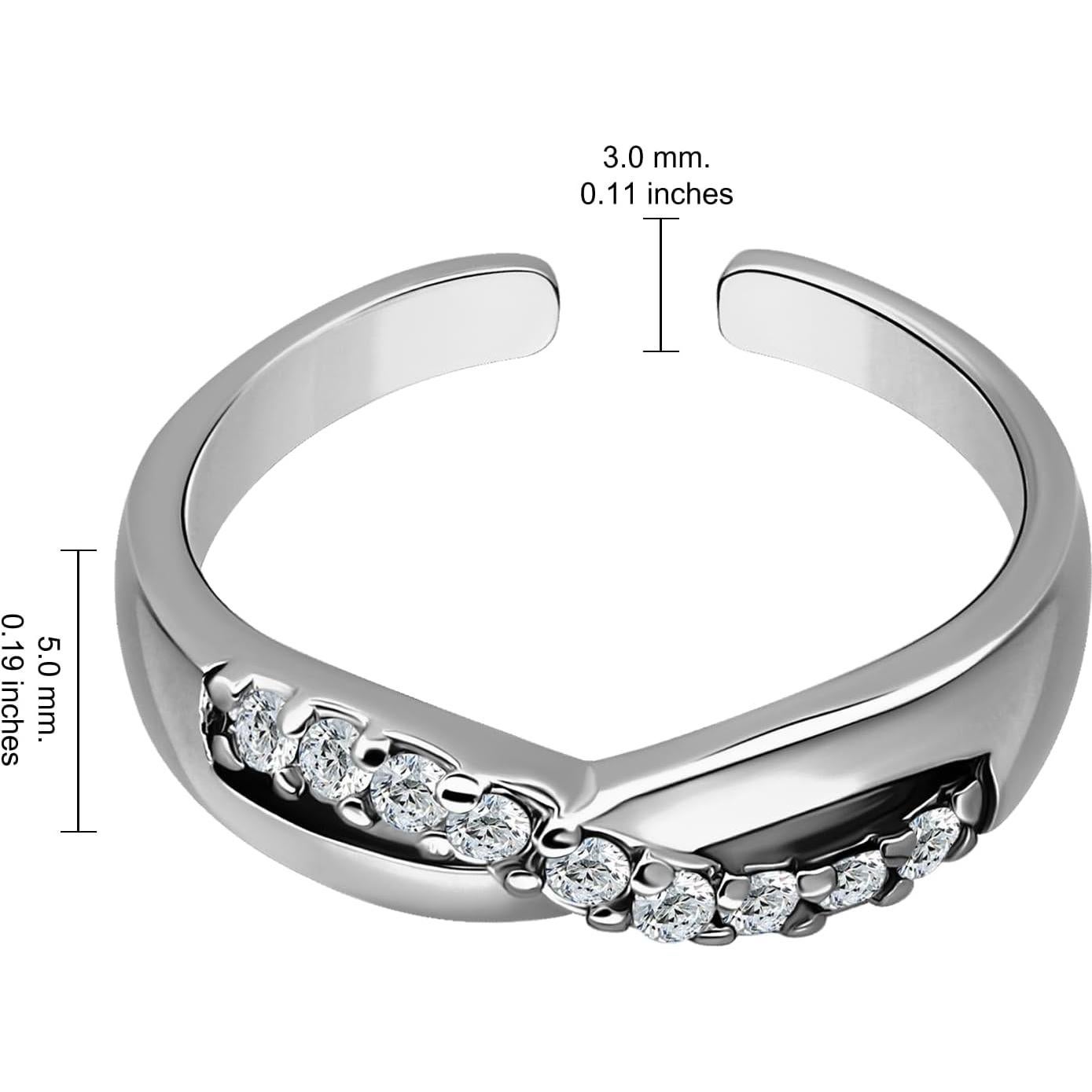 Anillo Abierto de Dedo Plata de Ley 925 Infinito con Zirconia
