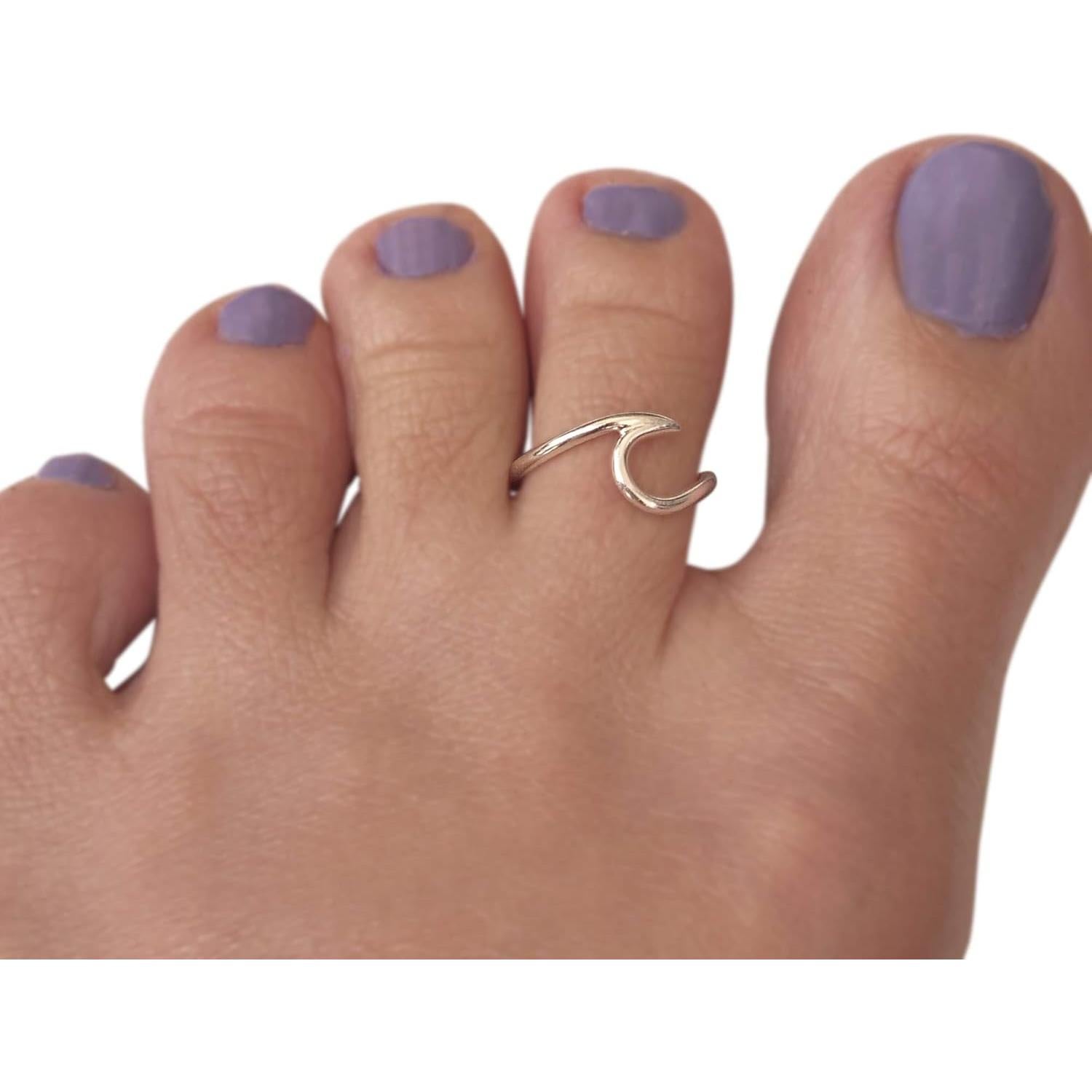 Anillo Ajustable de Olas Plata Esterlina 925 para Dedo del Pie