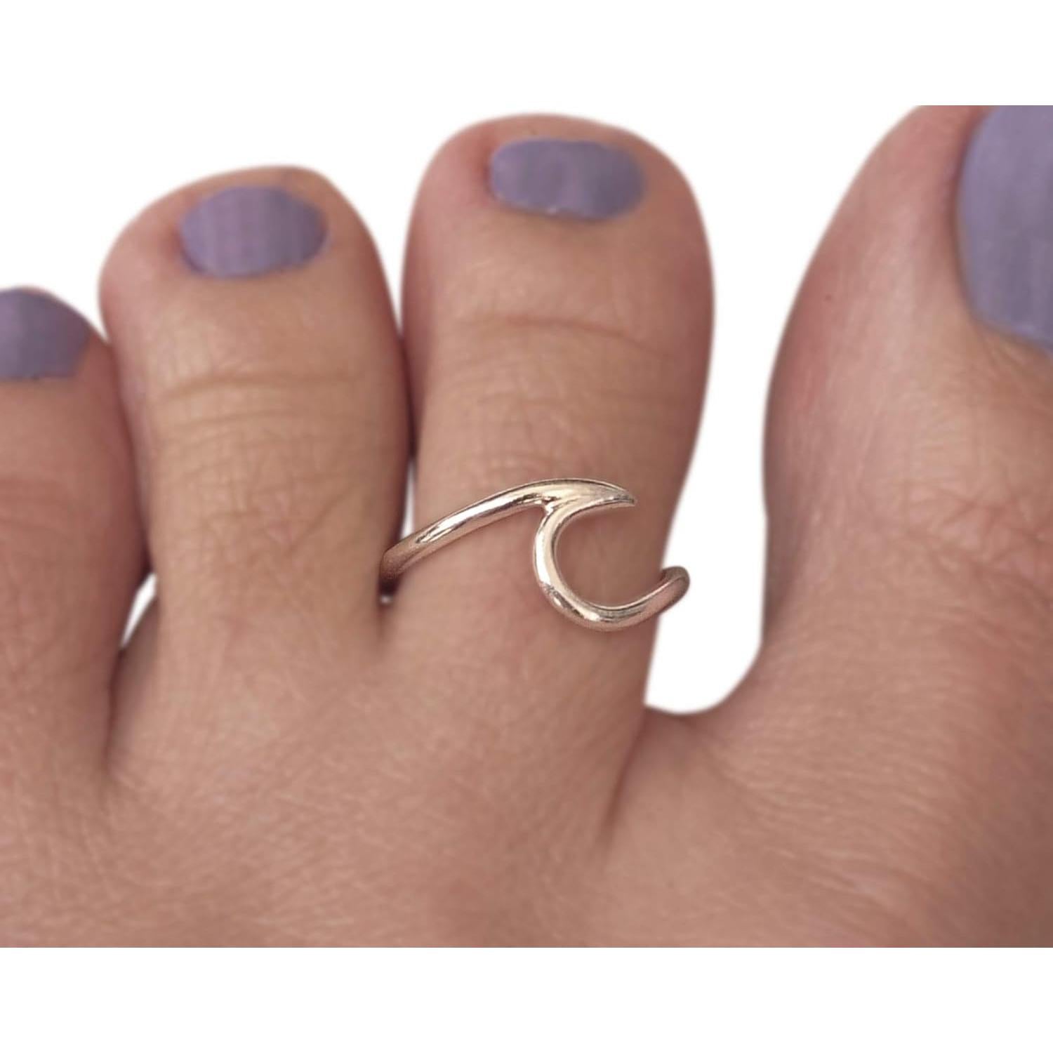 Anillo Ajustable de Olas Plata Esterlina 925 para Dedo del Pie