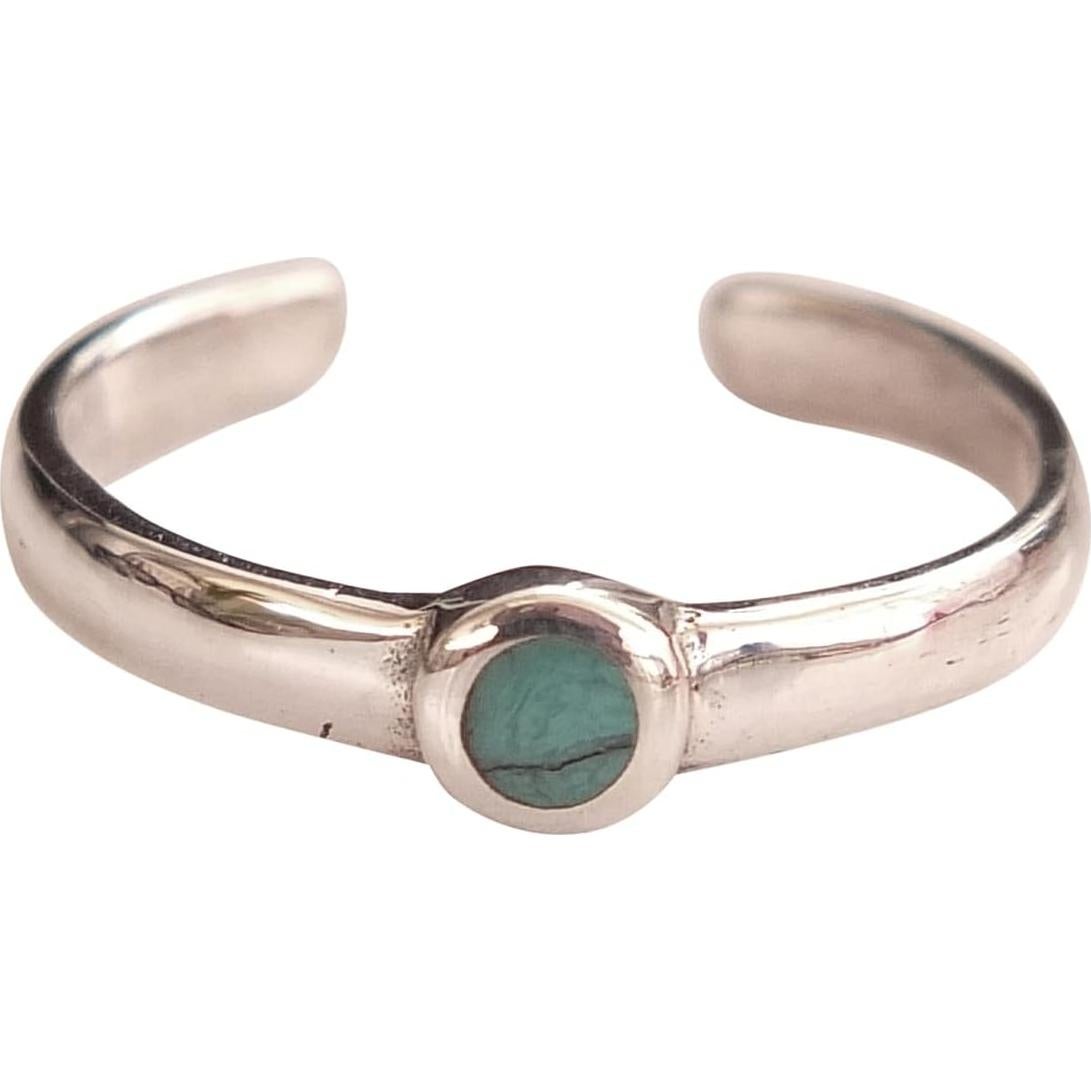 Anillo ajustable de plata esterlina 925 con turquesa 3mm MiYa