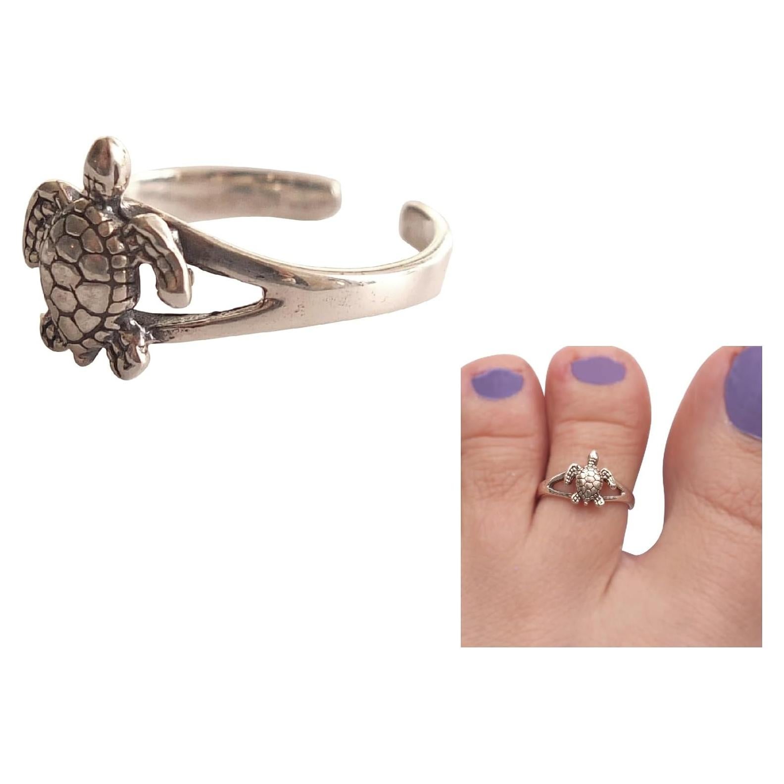 Anillo ajustable de tortuga de plata esterlina 925 MiYa