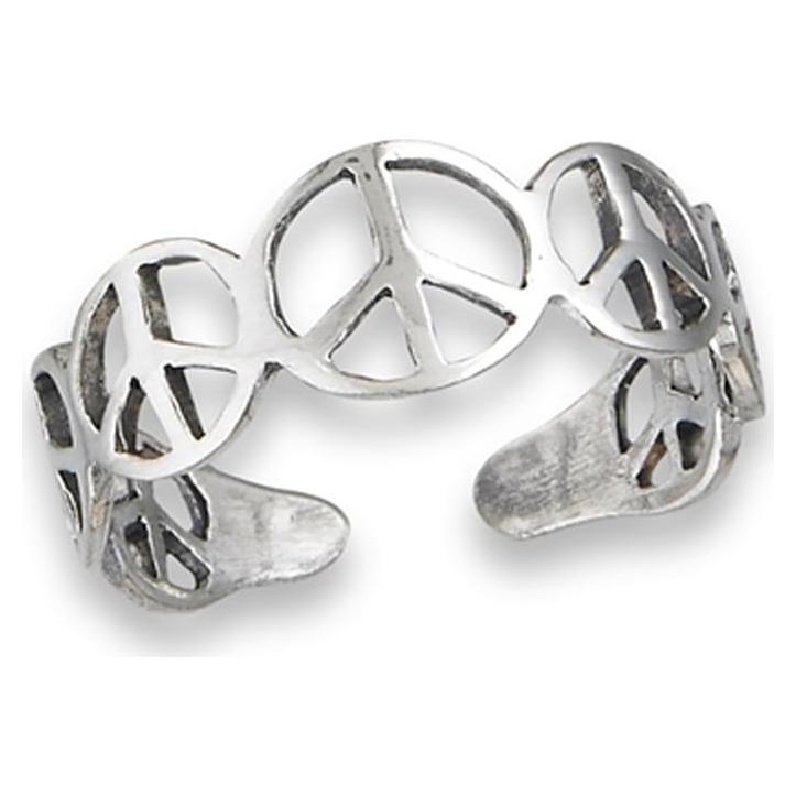 Anillo de Dedo de Plata Esterlina .925 con Símbolo de Paz