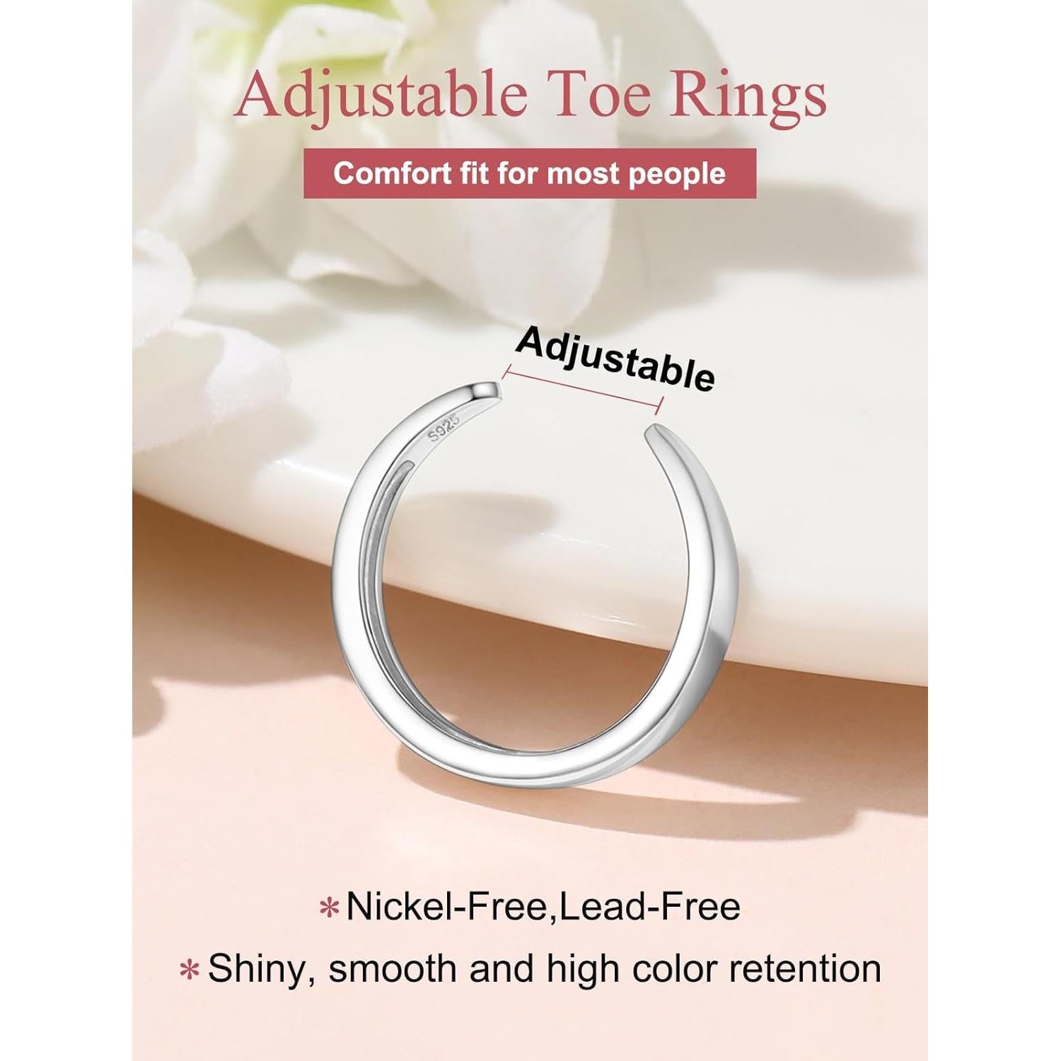 Anillo de Dedo FOCALOOK Plata Esterlina 925 Ajustable Hipoalergénico