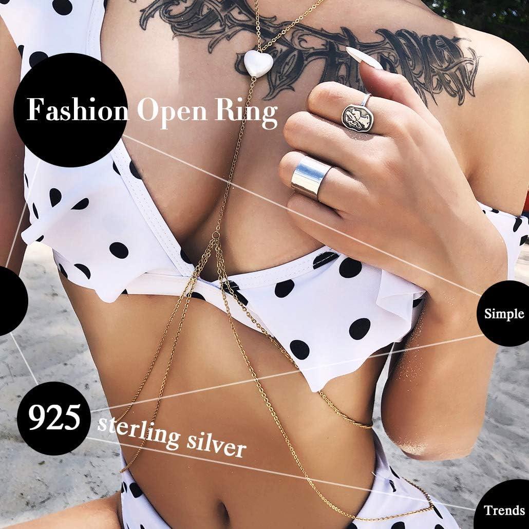 Anillo Abierto Ajustable de Plata Esterlina Silvora 10MM