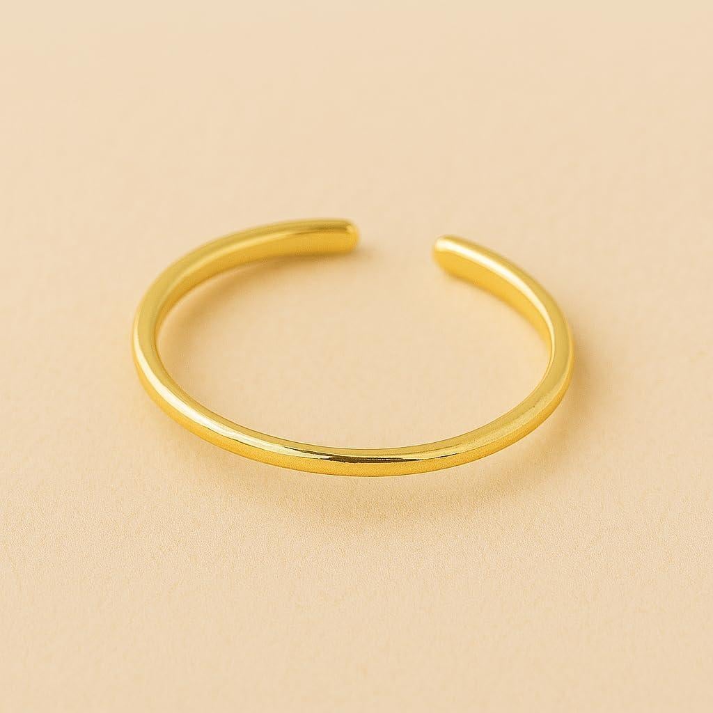 Anillo minimalista de oro de 14K St Clair para mujeres - Banda abierta ajustable
