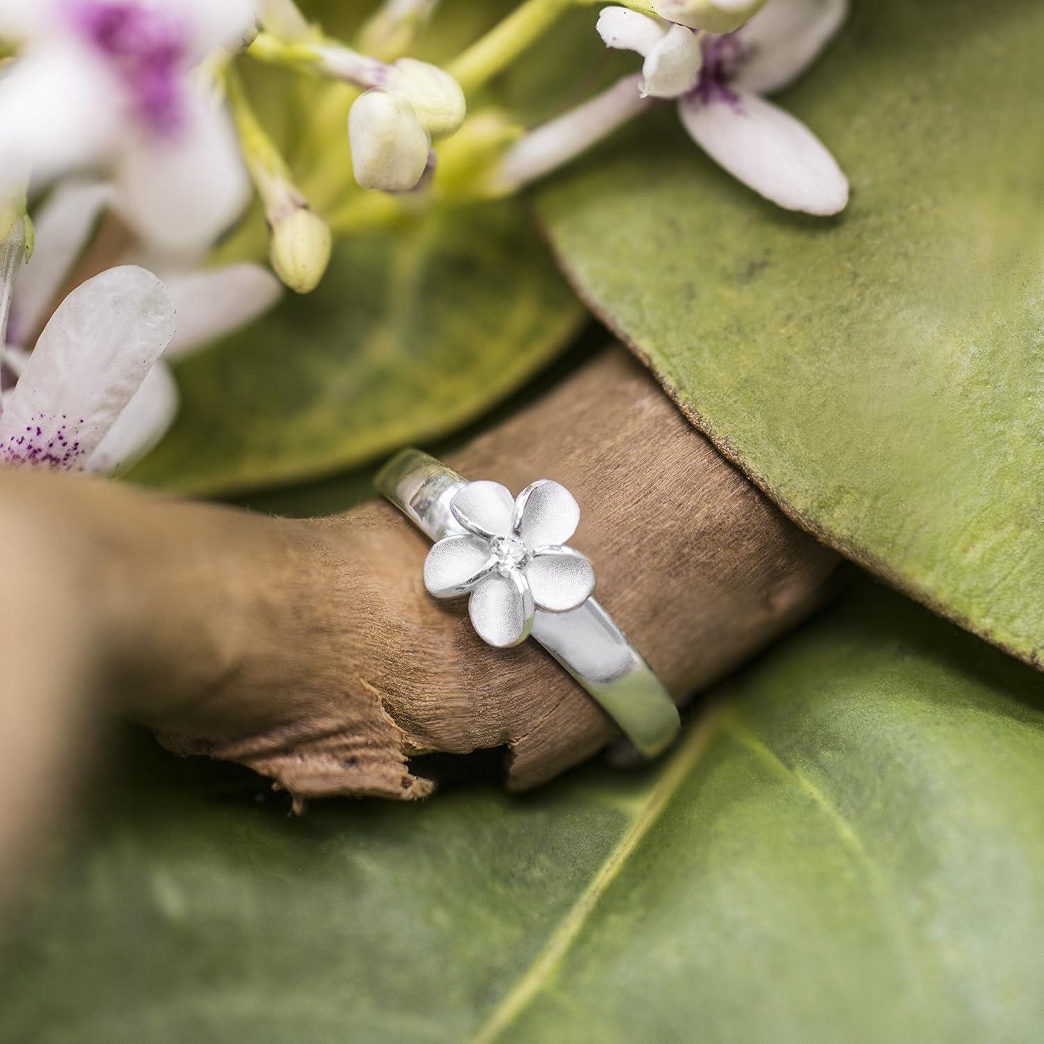 Anillo de plata esterlina 925 plumeria Honolulu Jewelry 8mm
