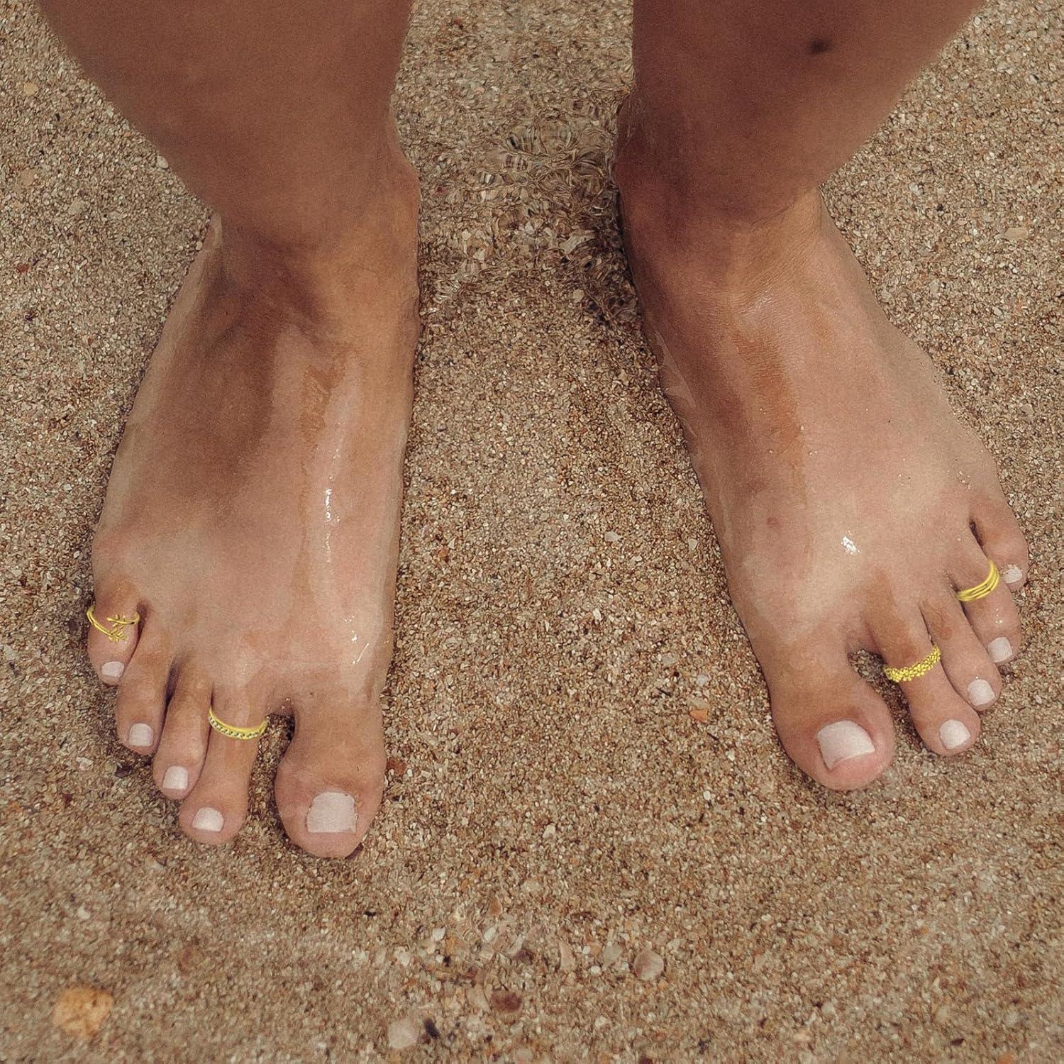 Conjunto de 4 Anillos para Dedos de los Pies Mujeres Plata Oro