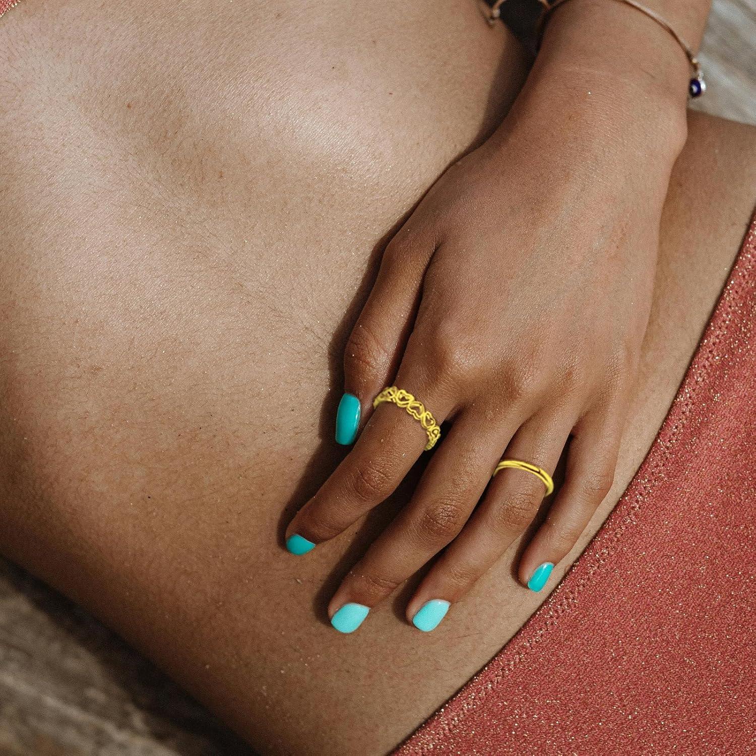 Conjunto de 4 Anillos para Dedos de los Pies Mujeres Plata Oro