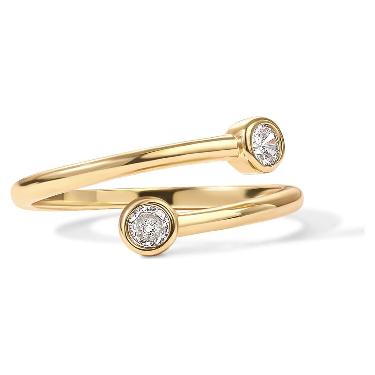 Anillo Bypass de Oro Amarillo 14K PAVOI con Circonitas