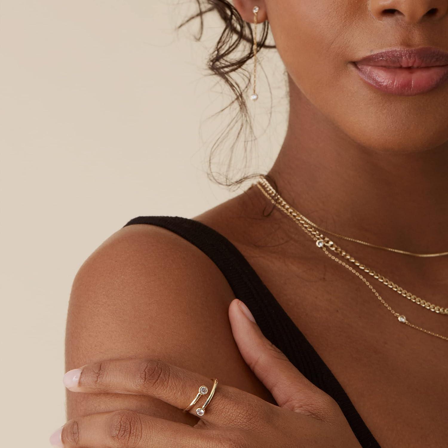 Anillo Bypass de Oro Amarillo 14K PAVOI con Circonitas