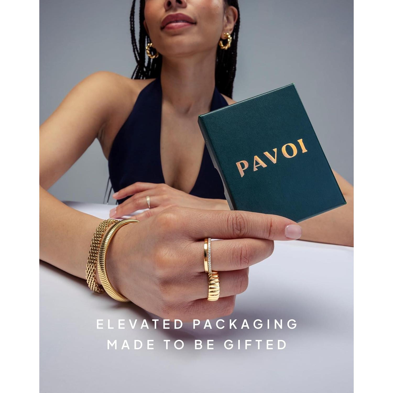 Anillo Bypass de Oro Amarillo 14K PAVOI con Circonitas