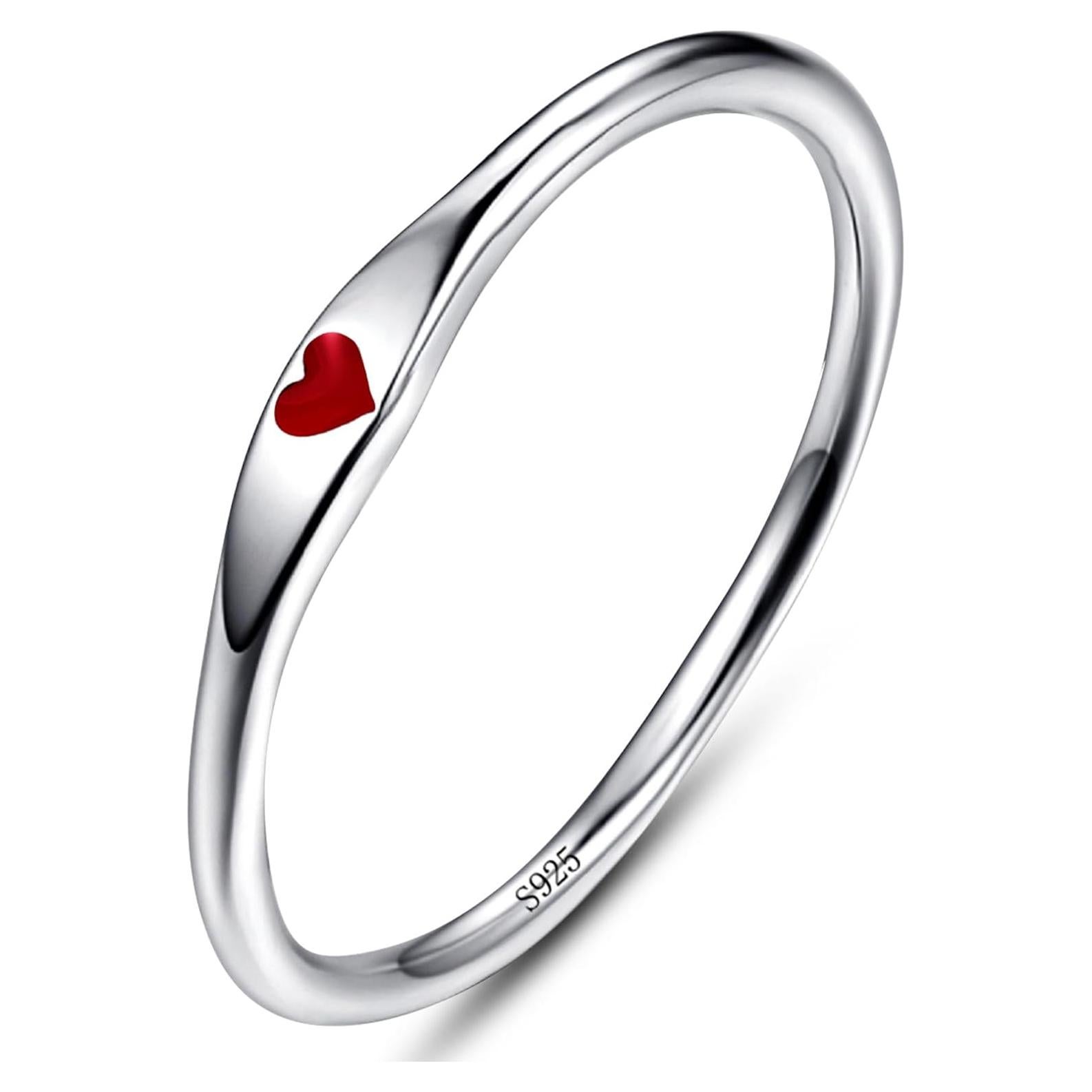 Anillo de Corazón de Plata Esterlina 925 Hipoalergénico Talla 5-10